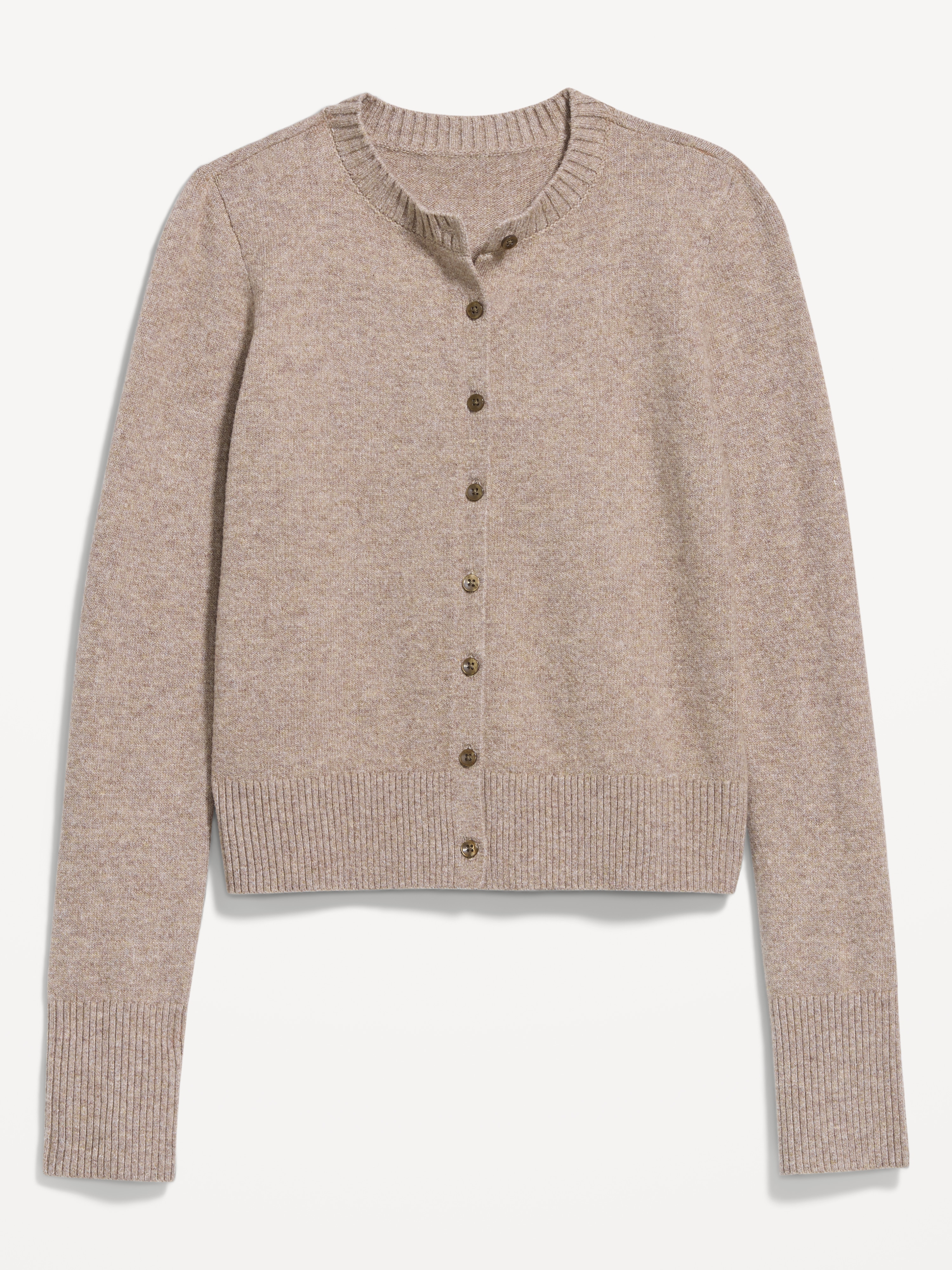 SoSoft Cropped Crew-Neck Cardigan - Mushroom - 4