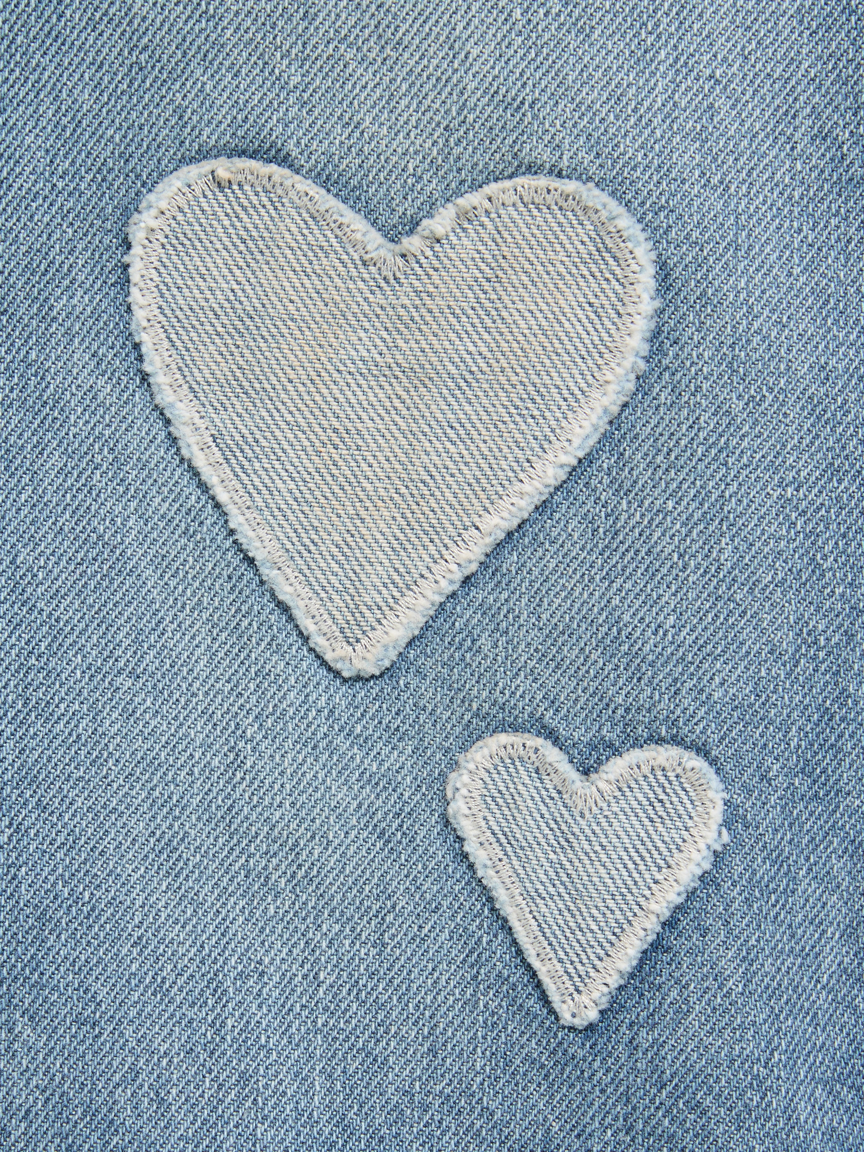 Printed High-Waisted Baggy Wide-Leg Jeans for Girls - Light Wash (Hearts) - 5