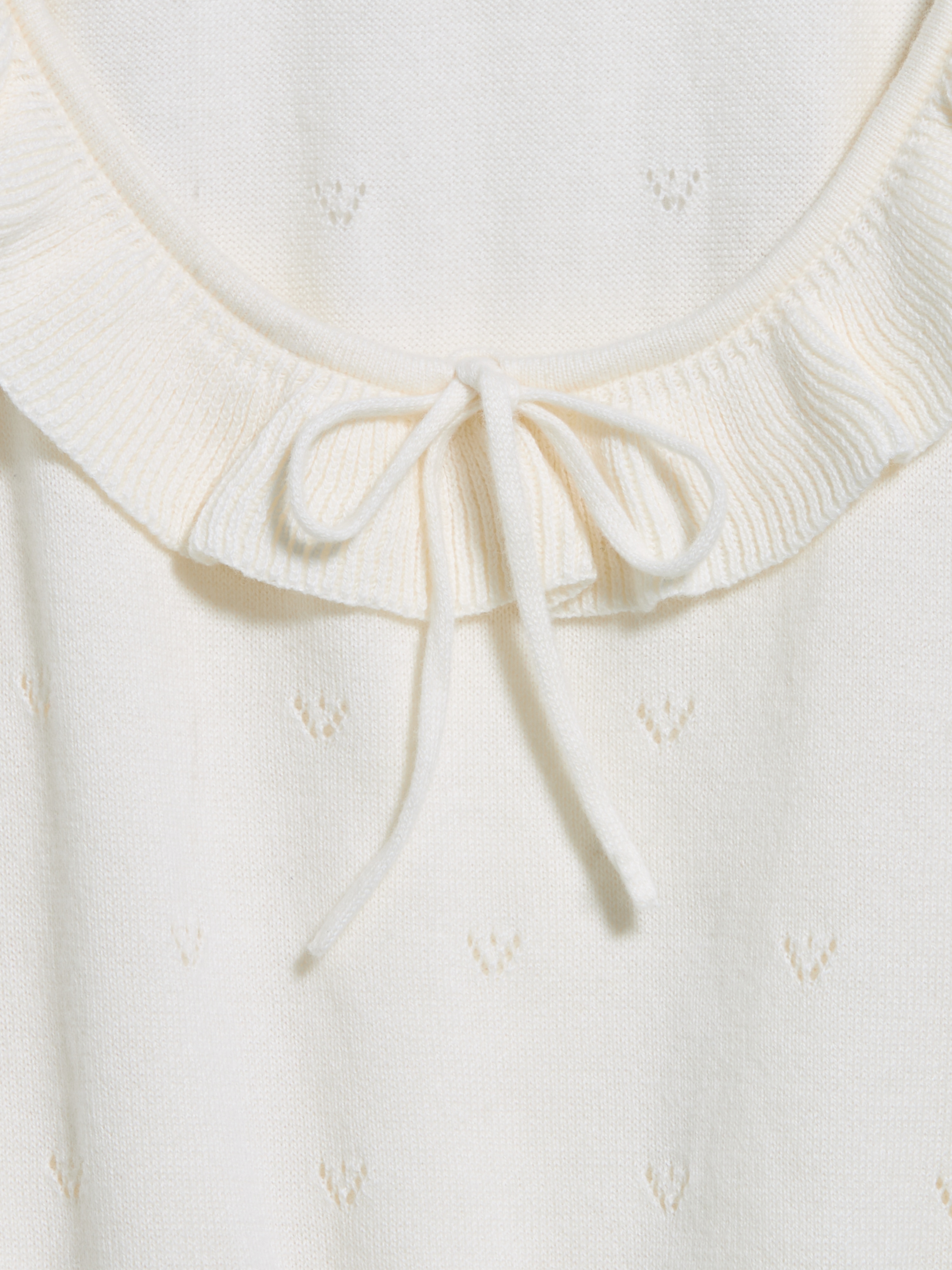 SoSoft Cotton Tie-Front Pointelle Tank Top - Creme De La Creme - 5