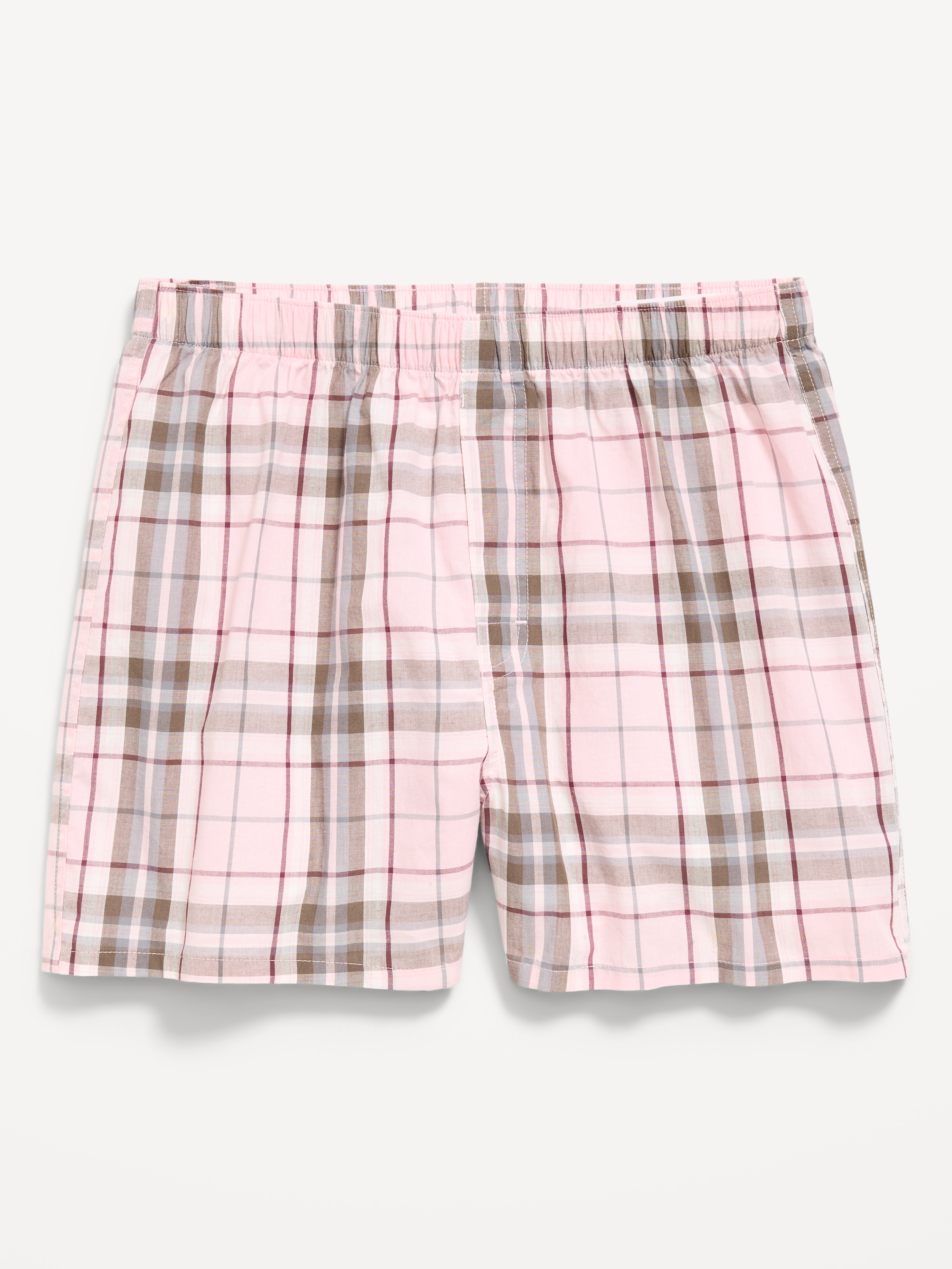 Soft-Washed Boxer Shorts -- 3.75-inch - White/Pink Plaid - 1
