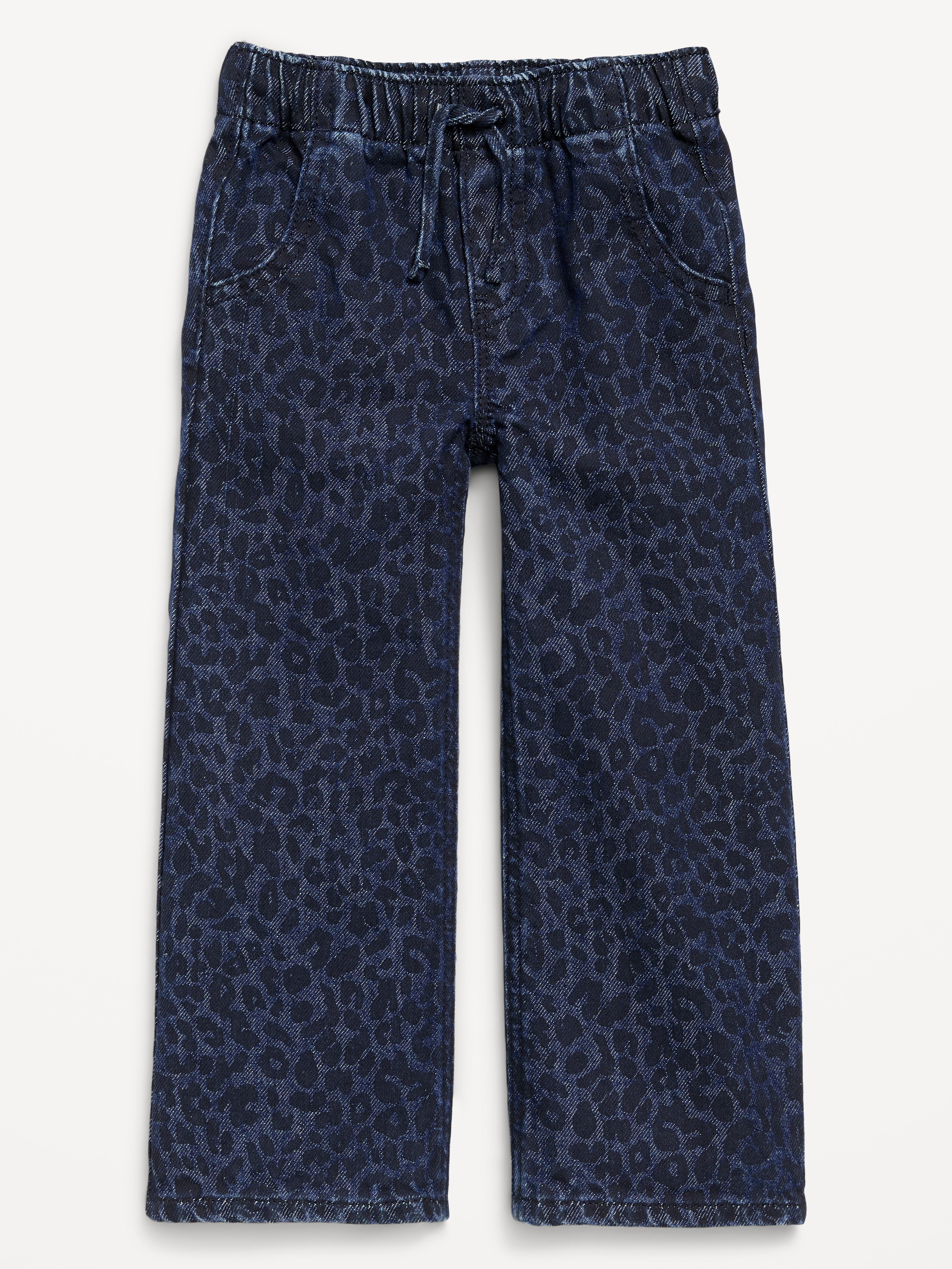 High-Waisted Baggy Wide-Leg Pull-On Jeans for Toddler Girls - Animal Print - 1