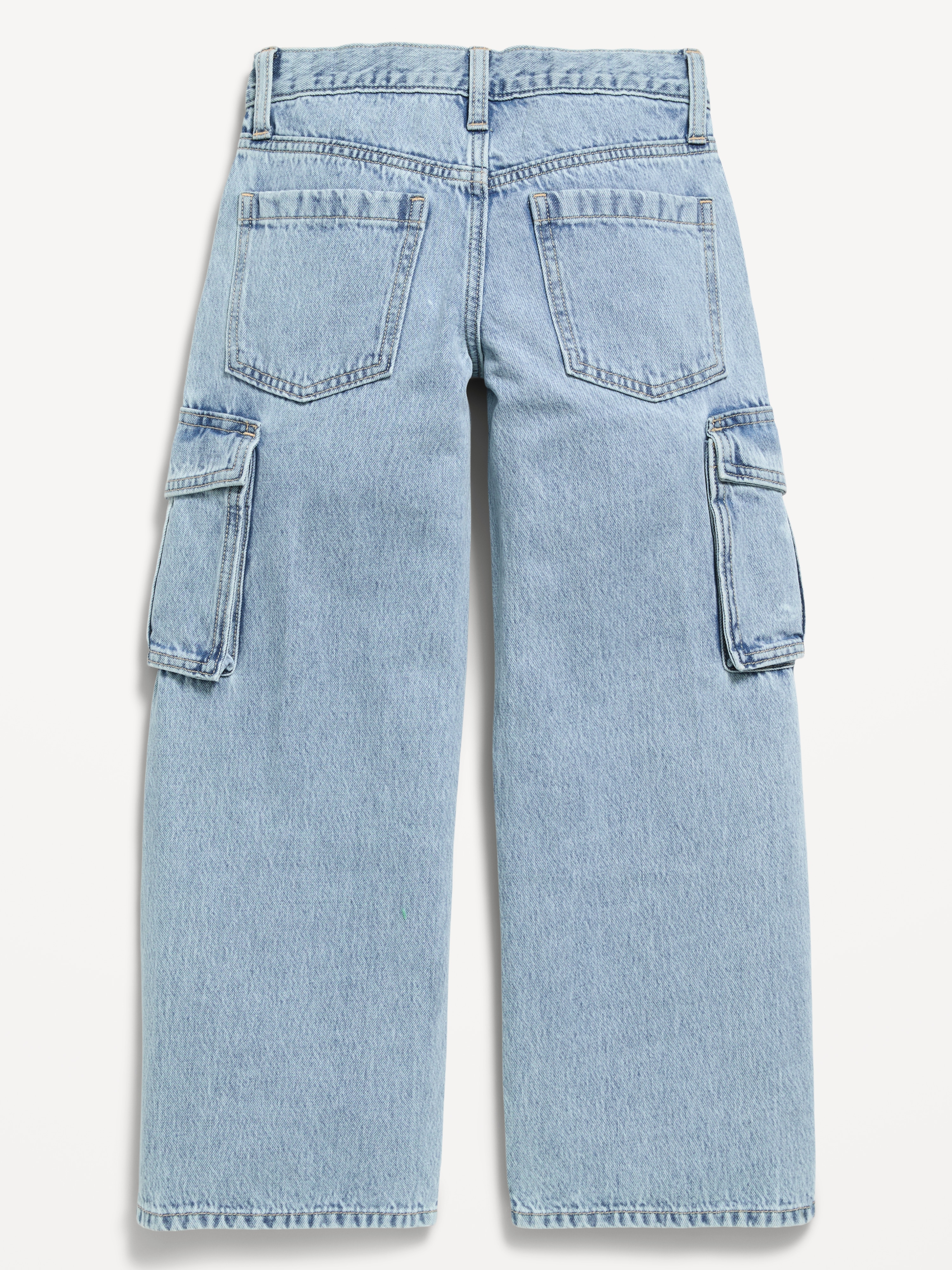 Low-Rise Super Baggy Wide-Leg Cargo Jeans for Girls - Light Wash - 3