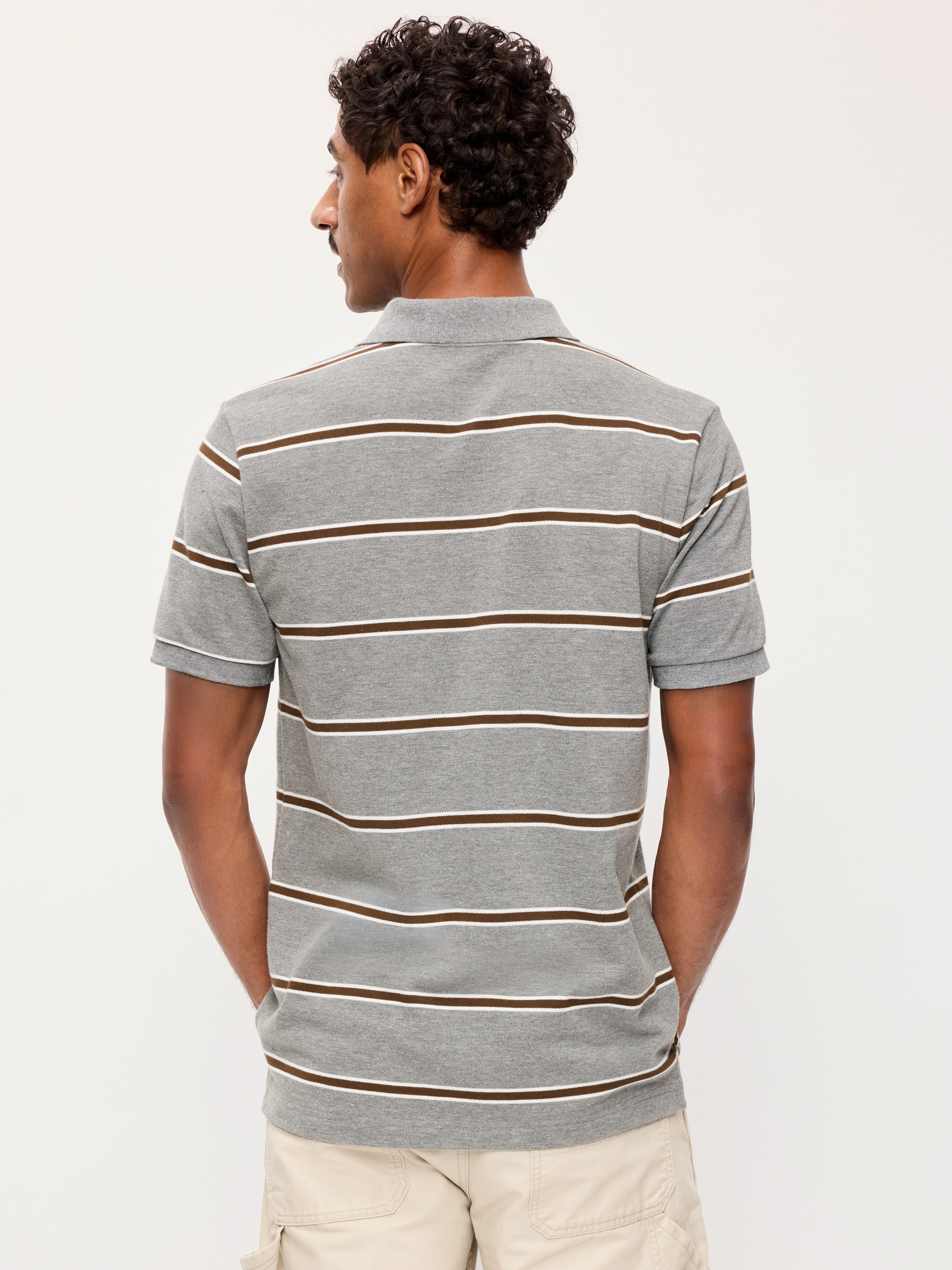 Built-In Flex Pro Polo for Men - Gray Stripe - 2