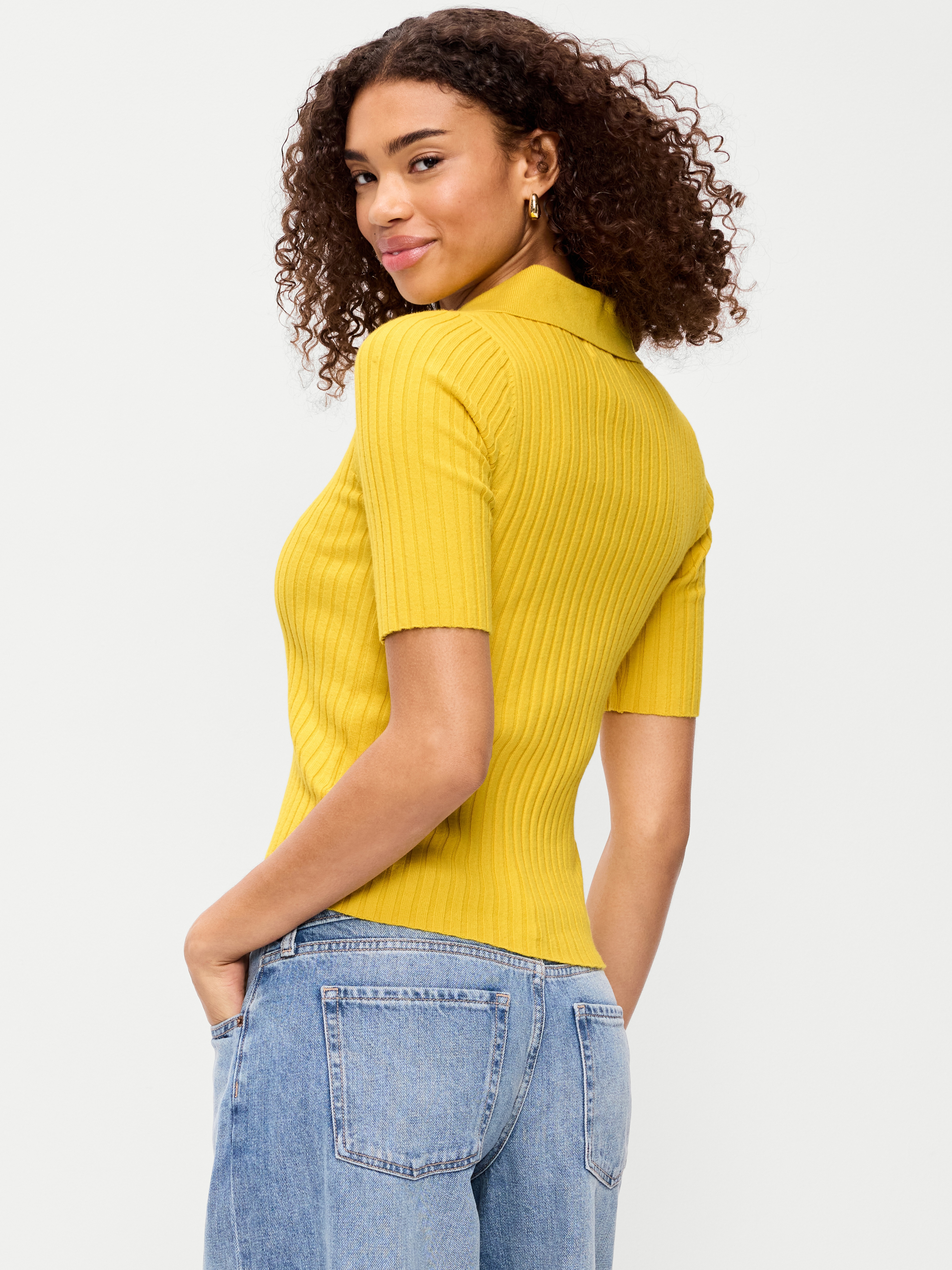 Short-Sleeve Ribbed Polo - Golden Glow - 2