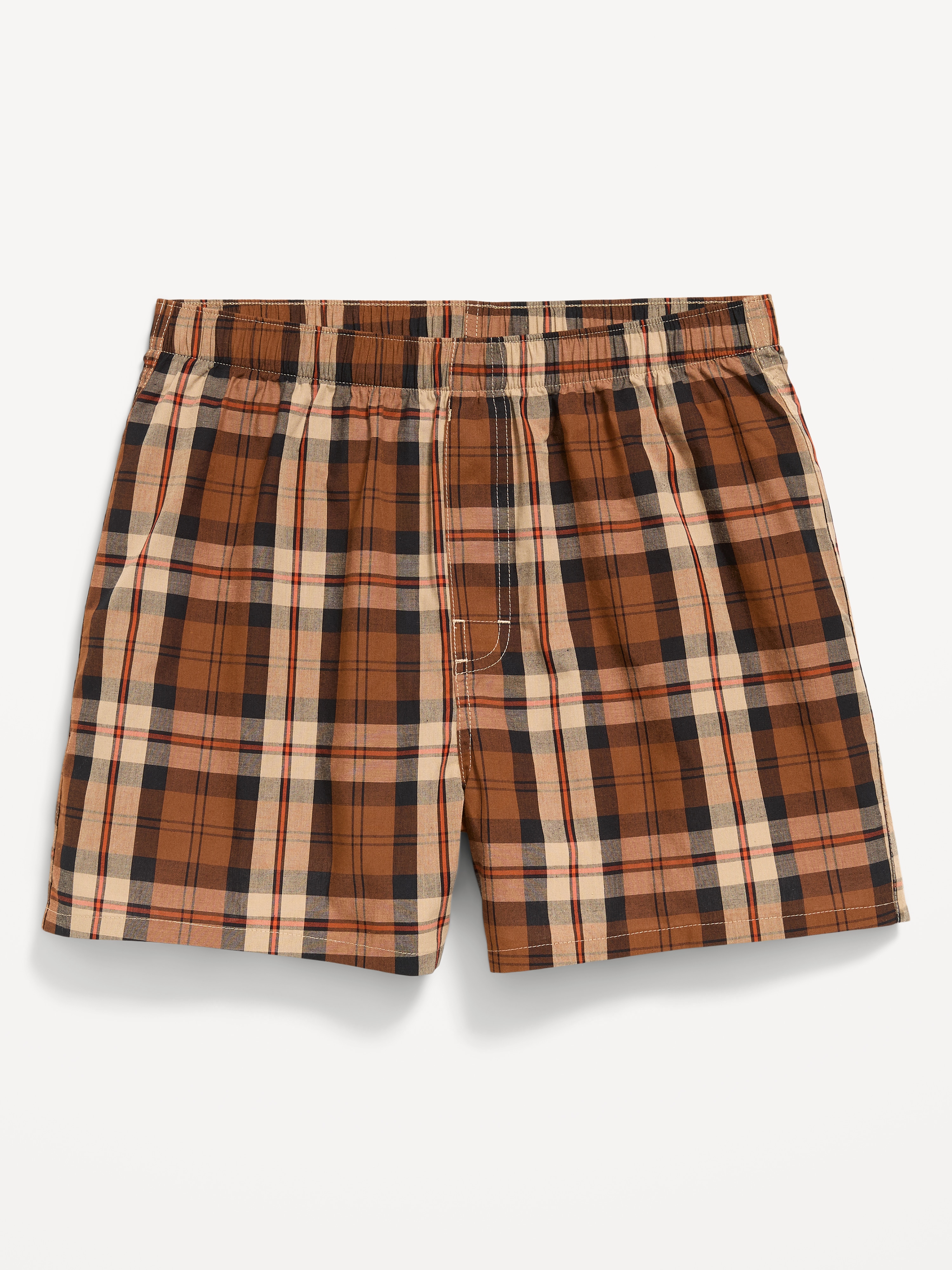 Soft-Washed Boxer Shorts -- 3.75-inch - Brown Plaid - 1