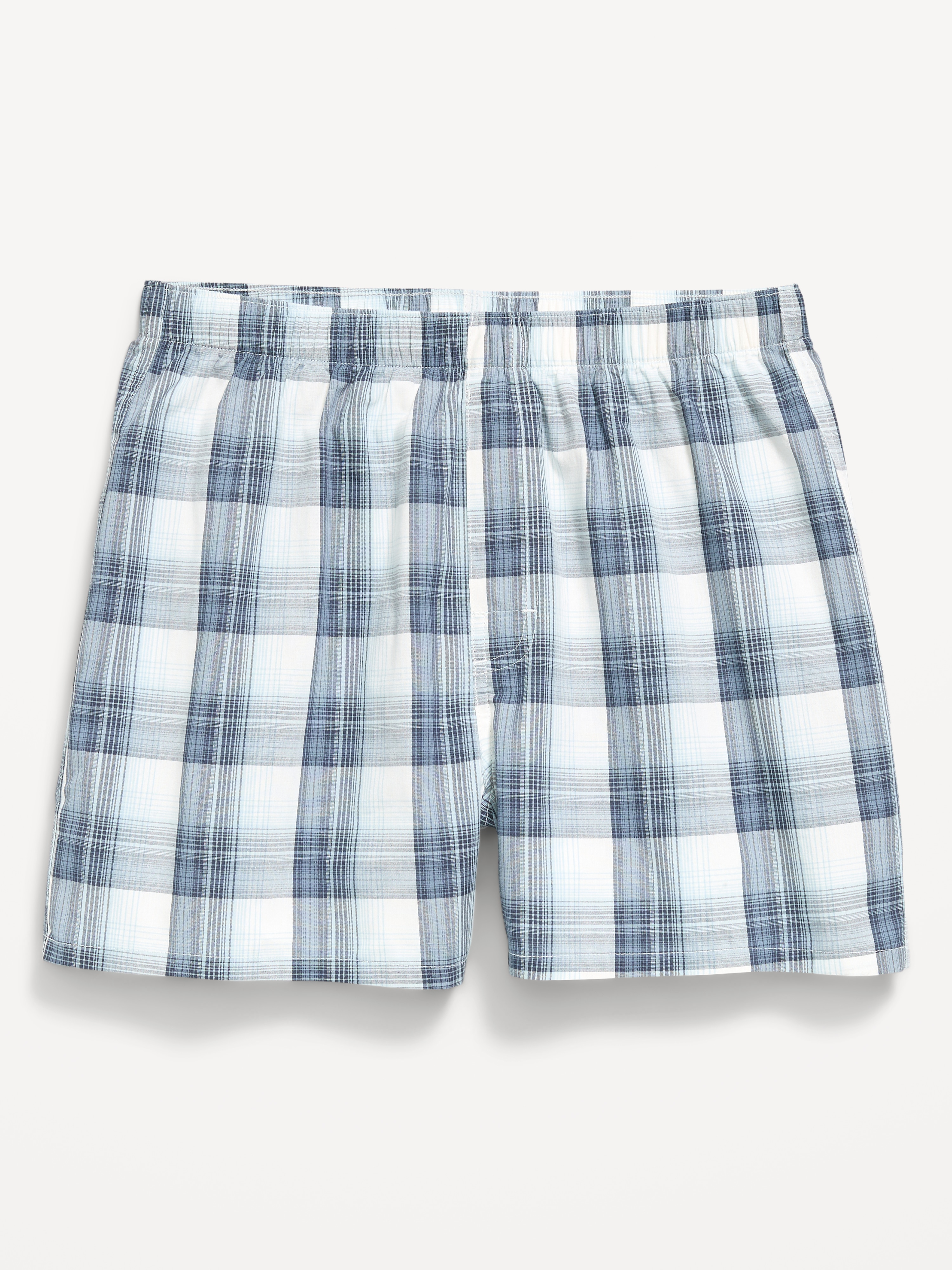 Soft-Washed Boxer Shorts -- 3.75-inch - White & Blue Plaid - 1