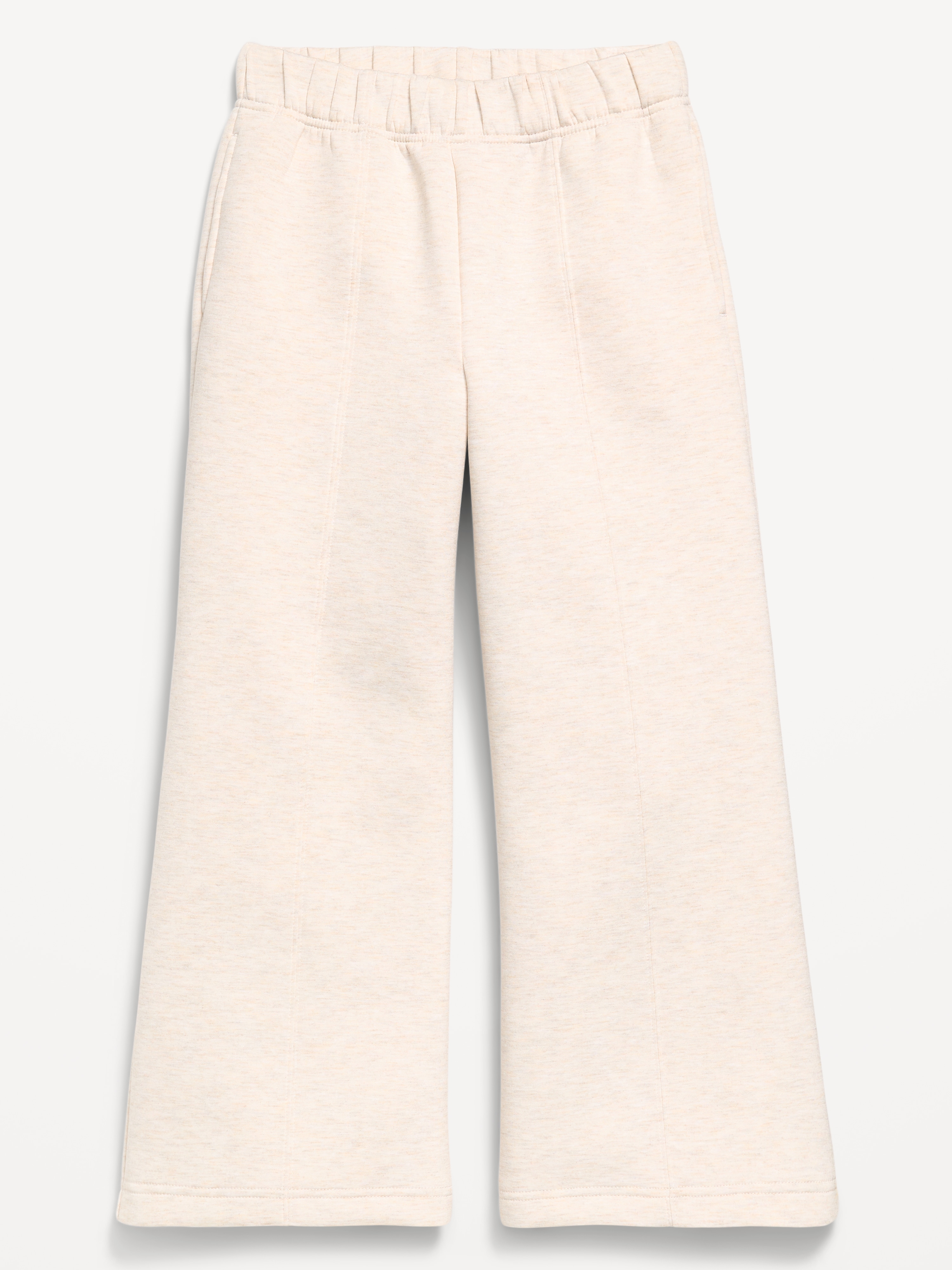 High-Waisted Bounce Fleece Wide-Leg Sweatpants for Girls - Light Oatmeal - 4