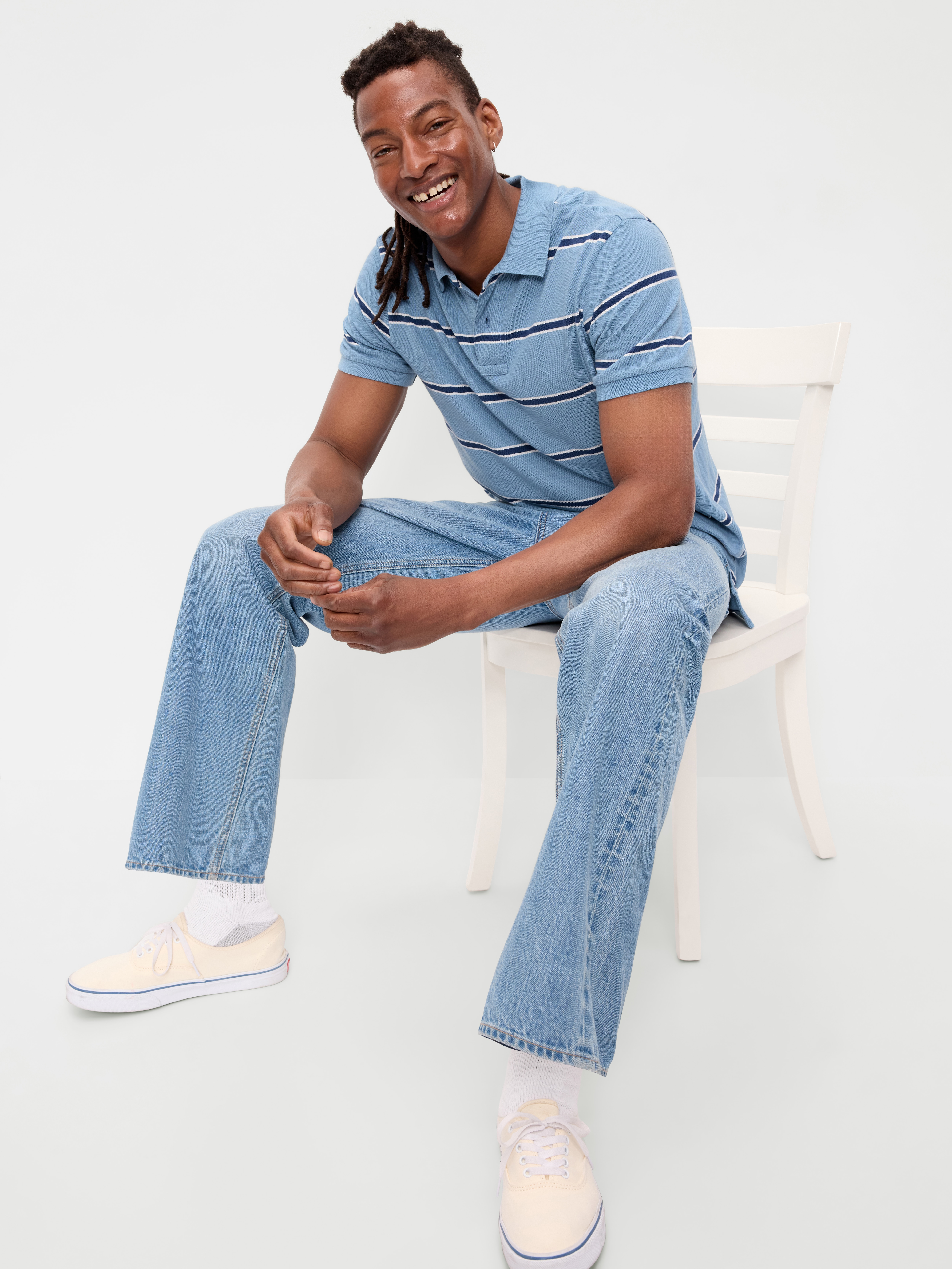 Built-In Flex Pro Polo for Men - Blue Stripes - 3