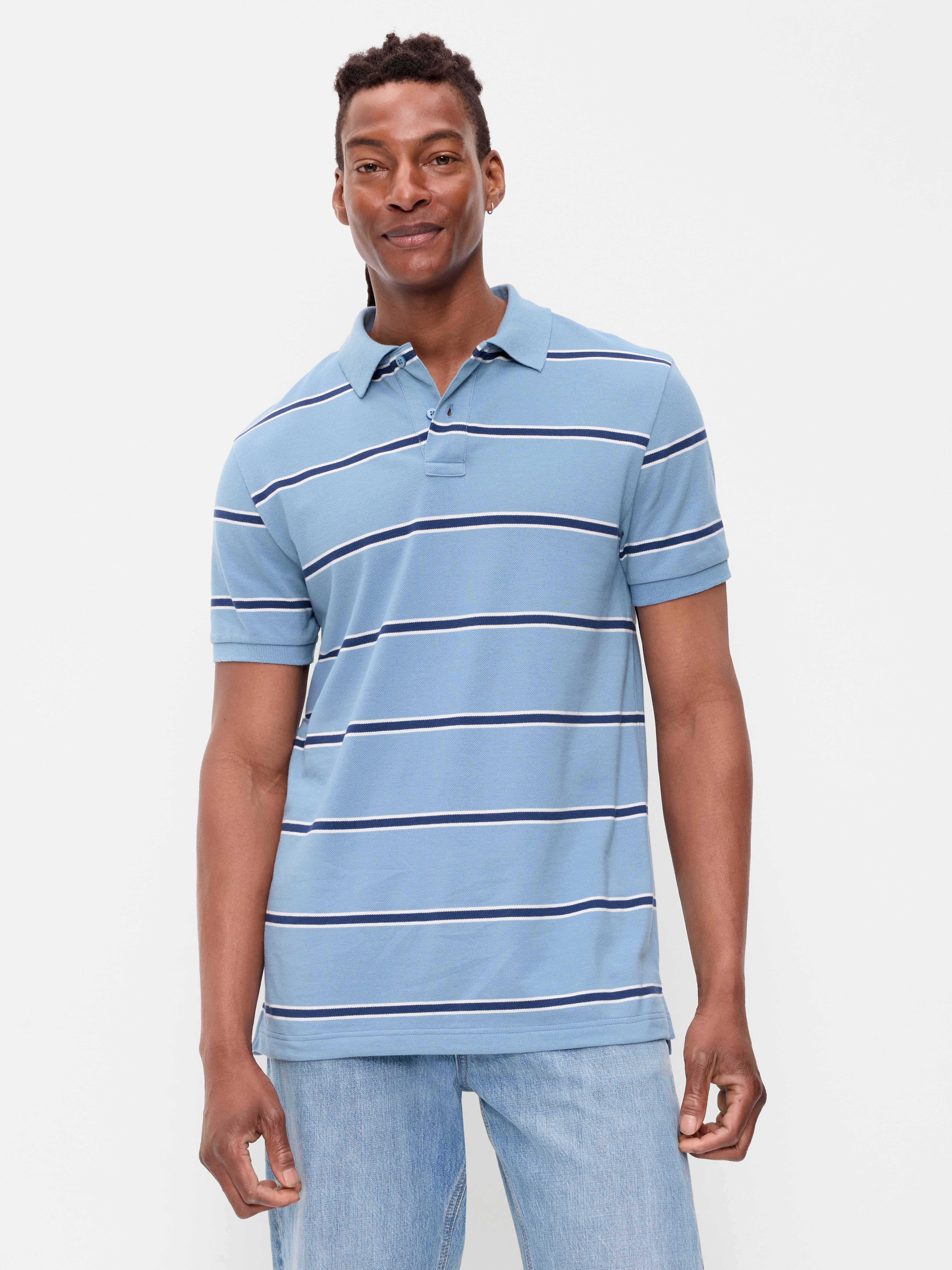 Built-In Flex Pro Polo for Men - Blue Stripes - 1