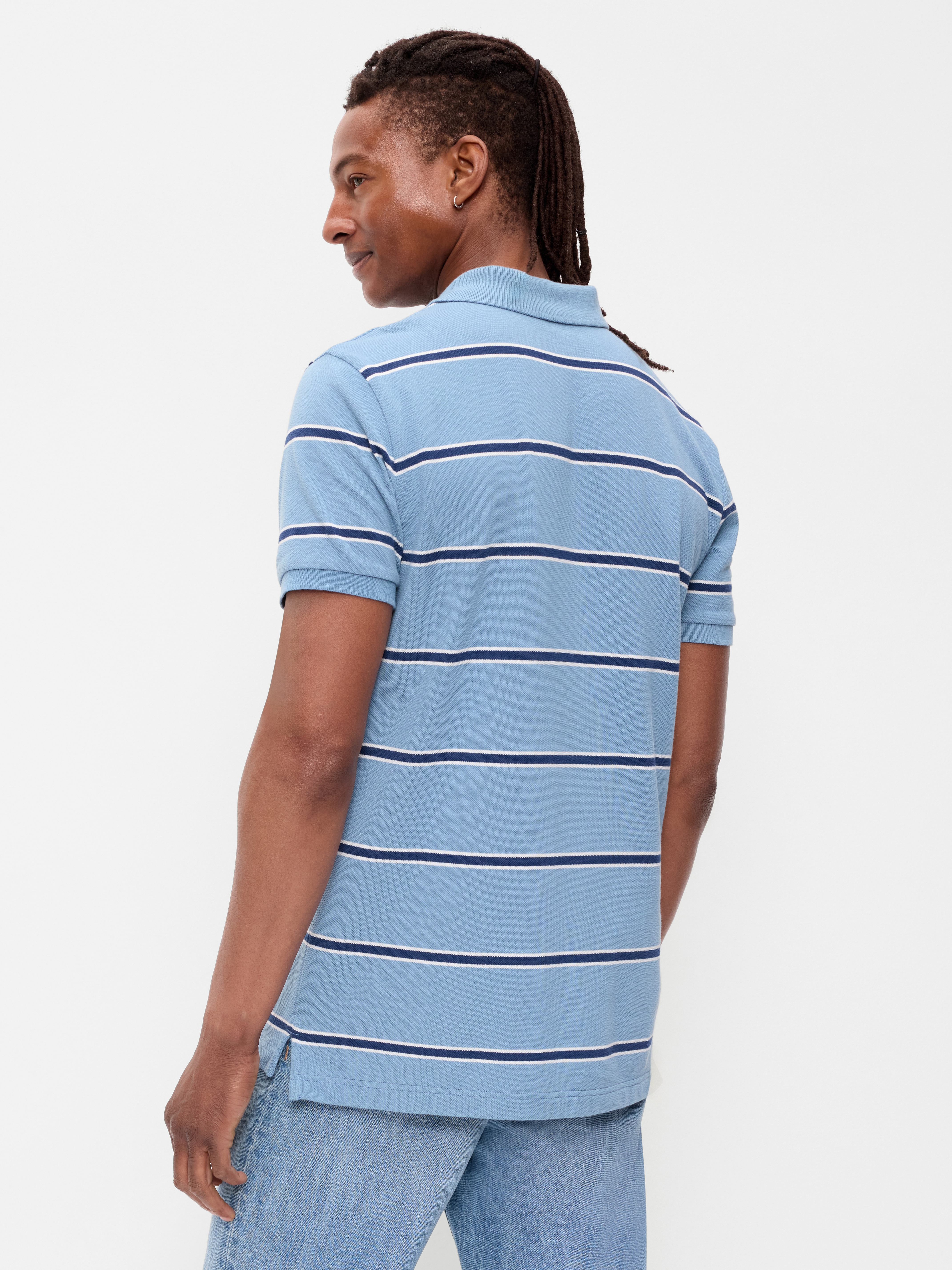 Built-In Flex Pro Polo for Men - Blue Stripes - 2