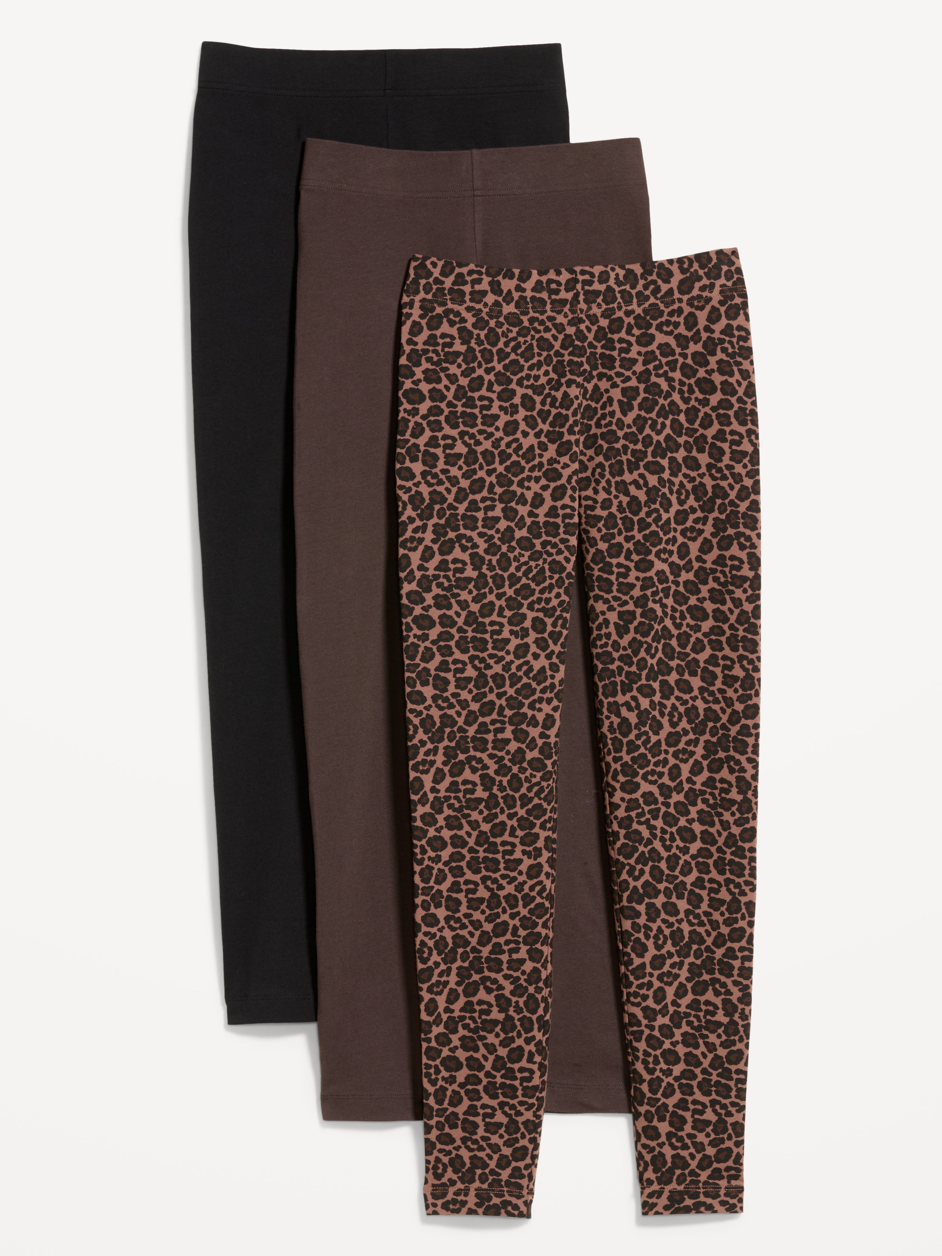 High-Waisted Fashion Layering Leggings 3-Pack - Cheetah Brown - 1