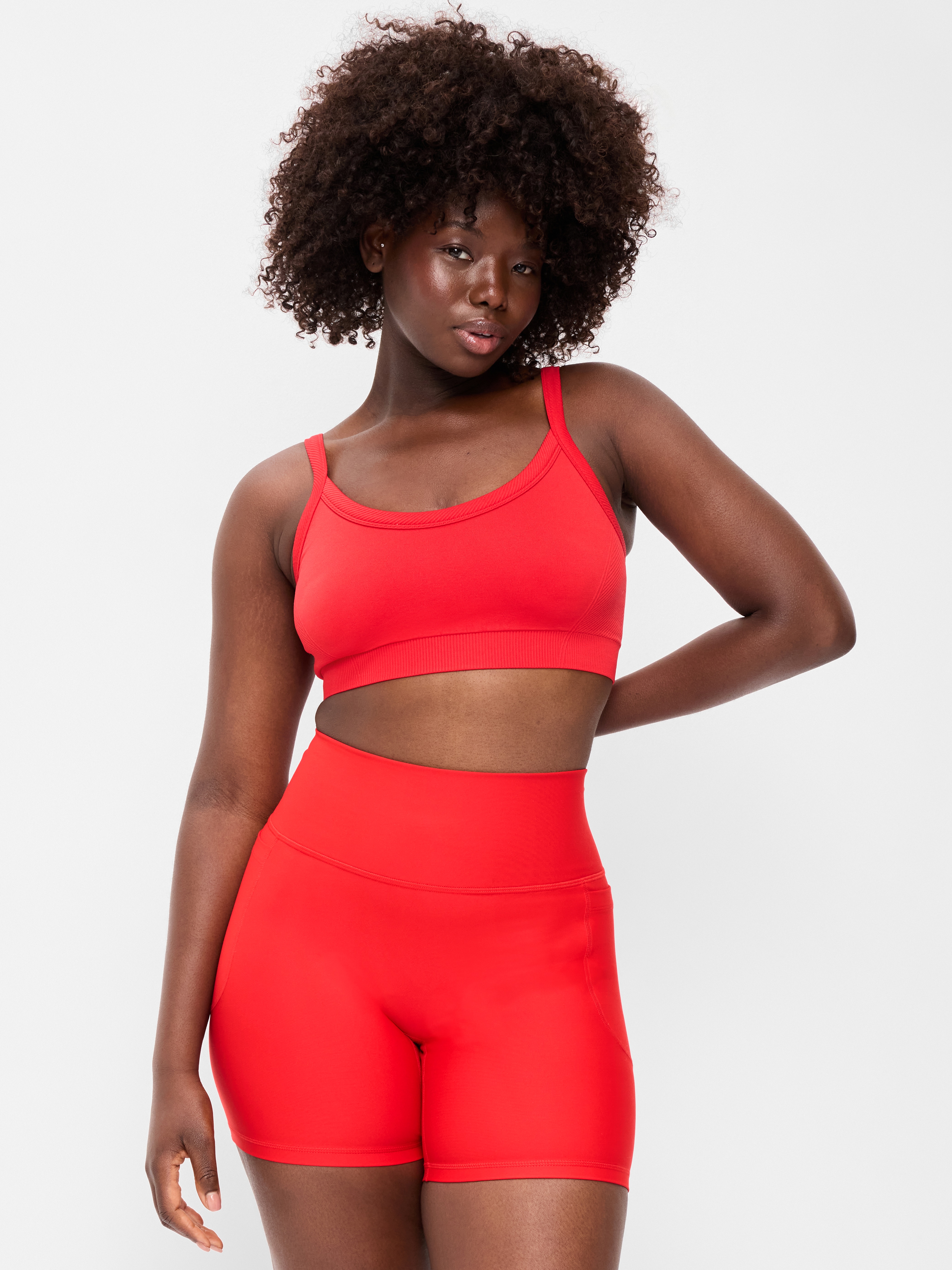 Light Support Fluid Seamless Ribbed Sports Bra - Bold Red - 5
