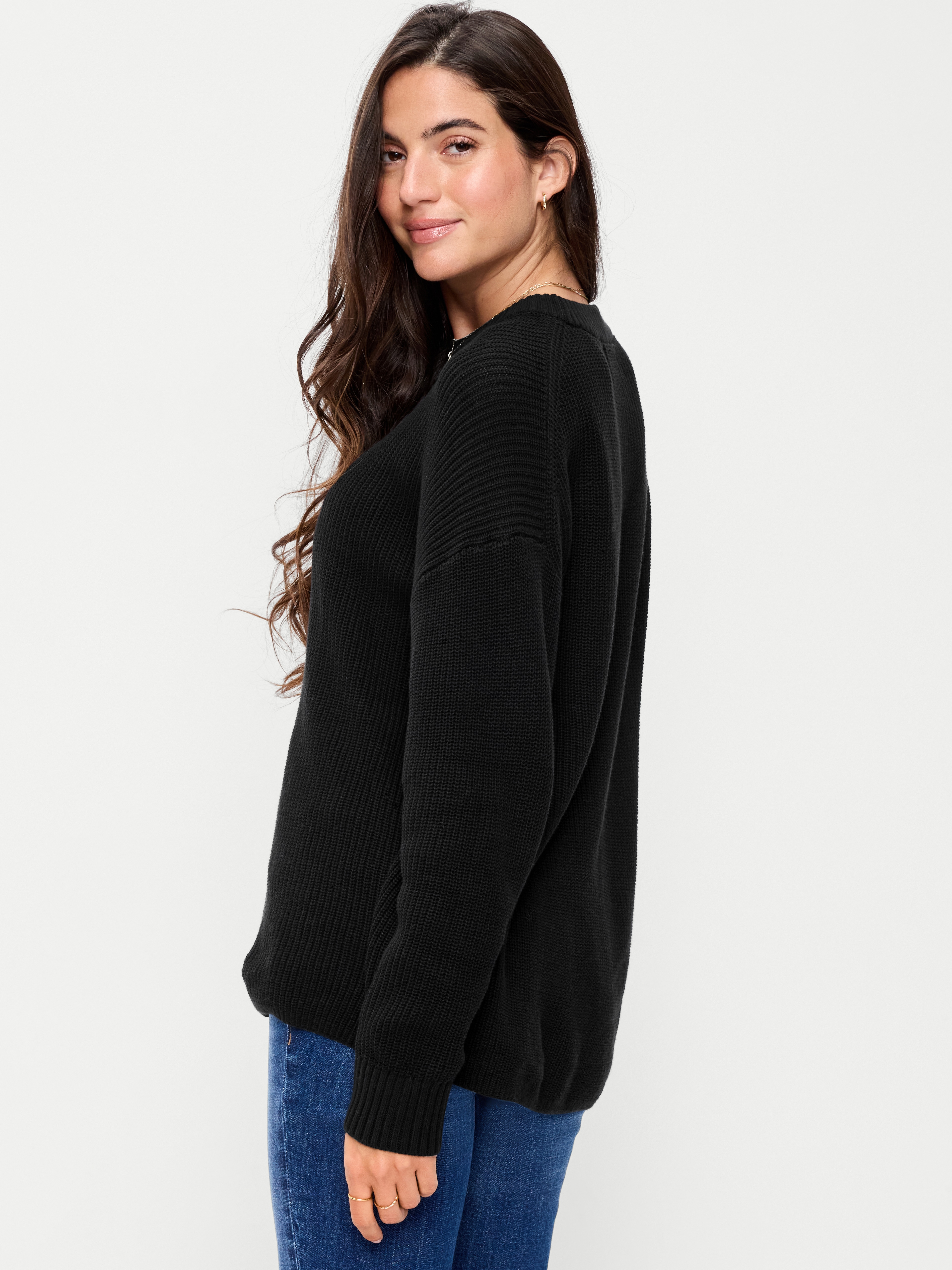 Seaside Cotton Shaker Oversized Tunic Sweater - Black Jack - 2