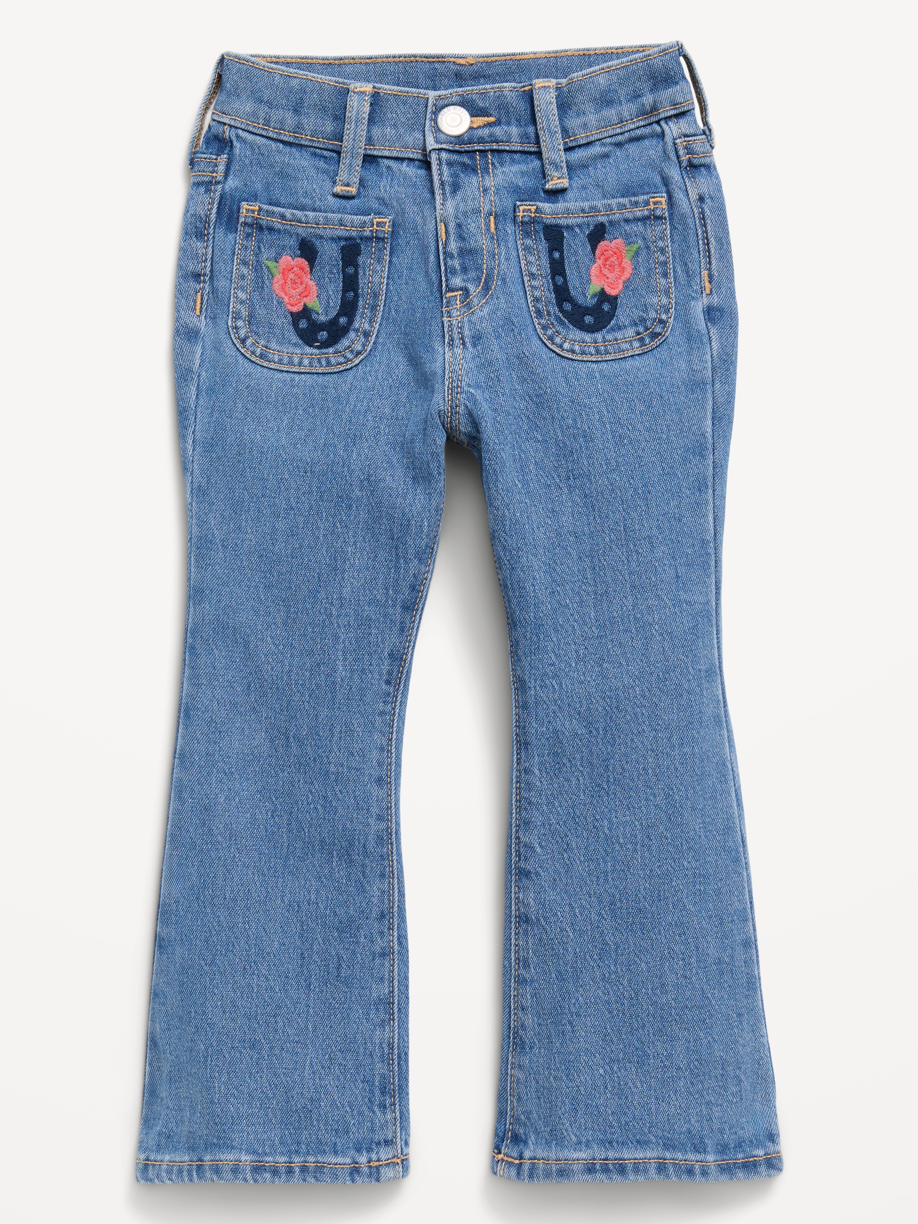 High-Waisted Embroidered Flare-Leg Jeans for Toddler Girls - Horseshoe - 1