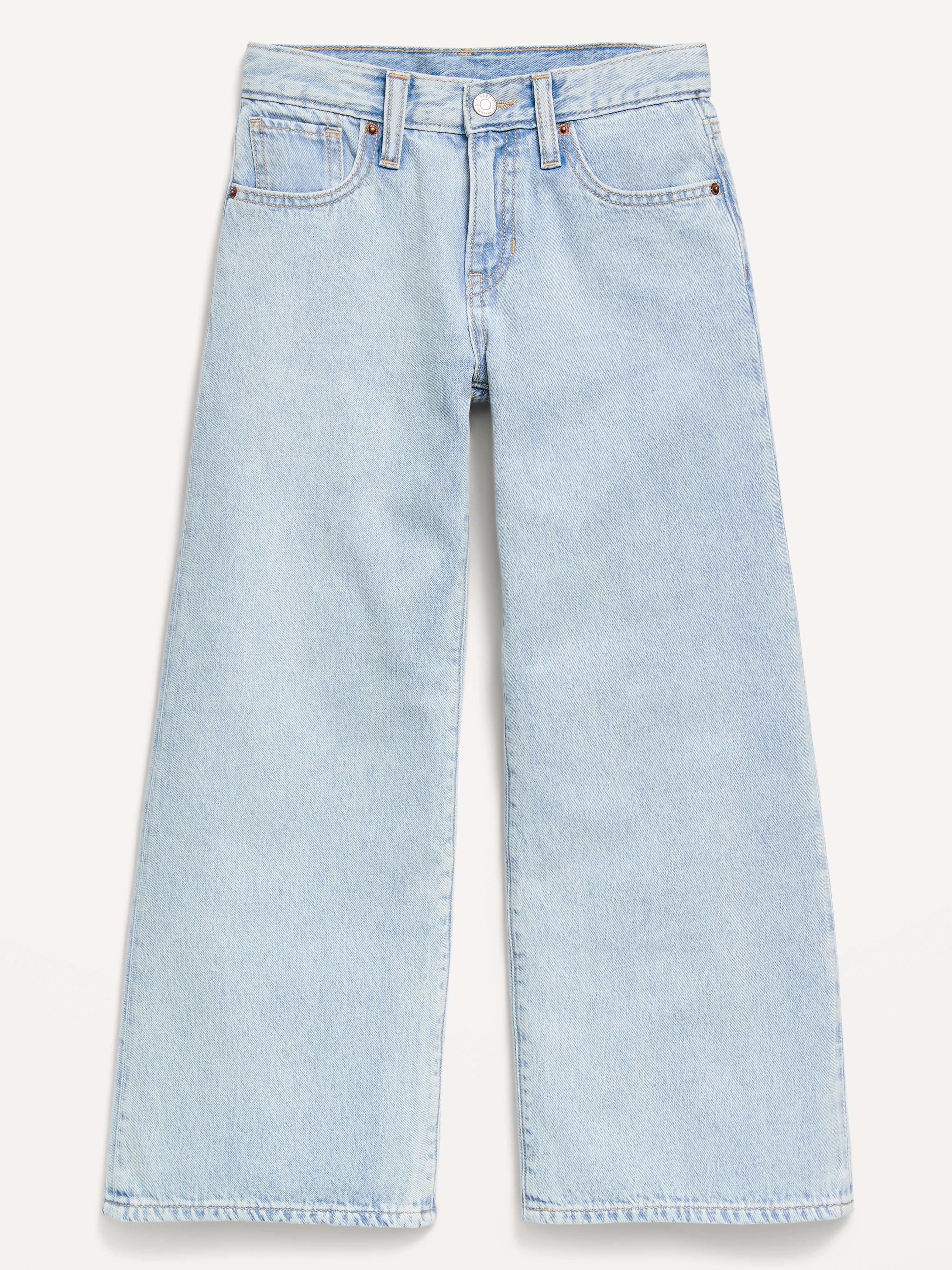 Super Baggy Wide-Leg Embroidered Jeans for Girls - Light Wash - 4