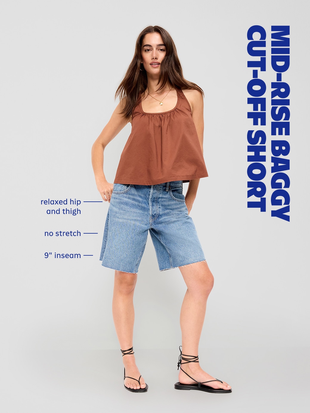 Mid-Rise Baggy Jean Cut-Off Shorts -- 9-inch inseam - Washed Black - 9