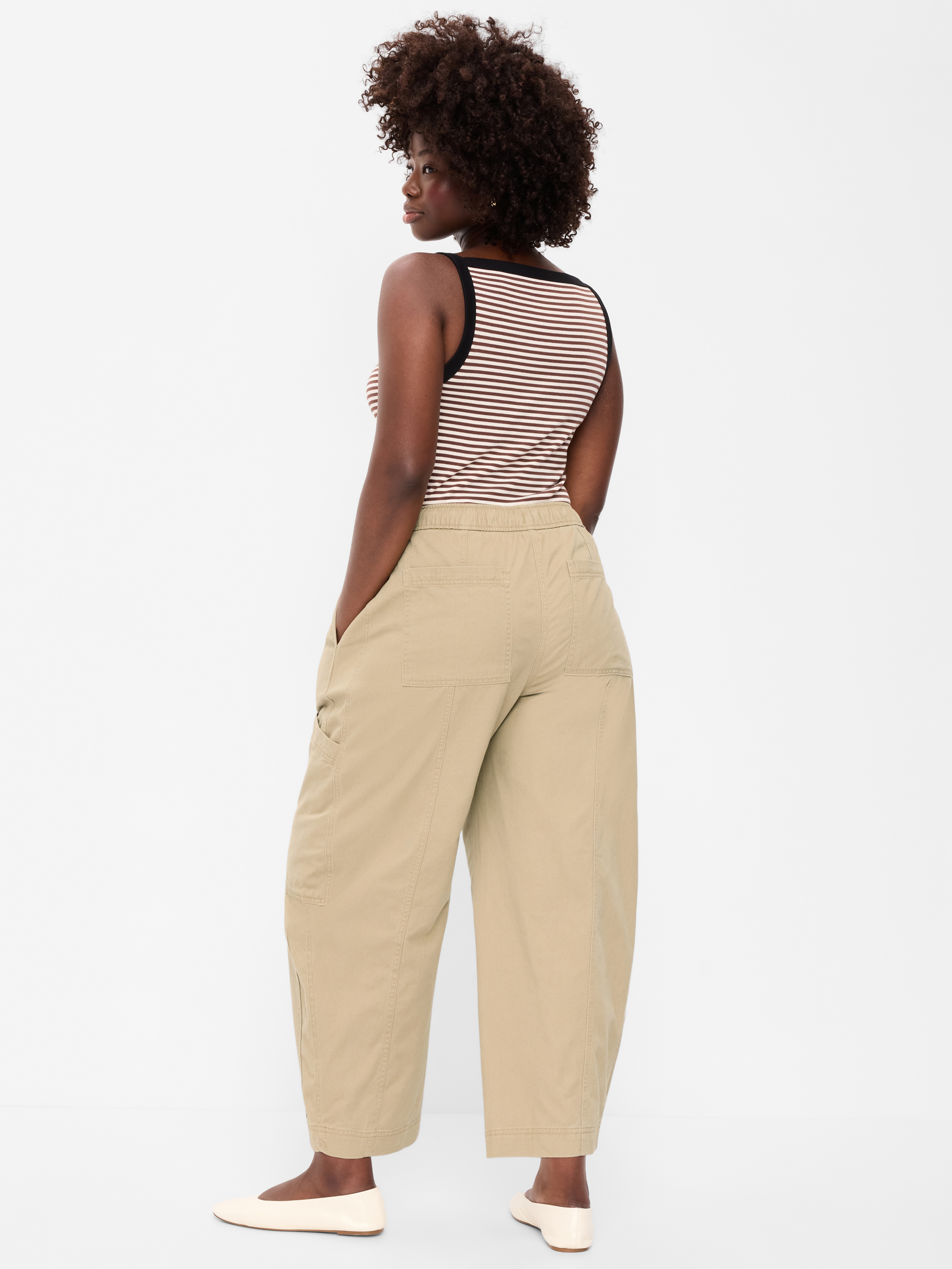 Mid-Rise Barrel-Leg Utility Pants - Teakwood - 6