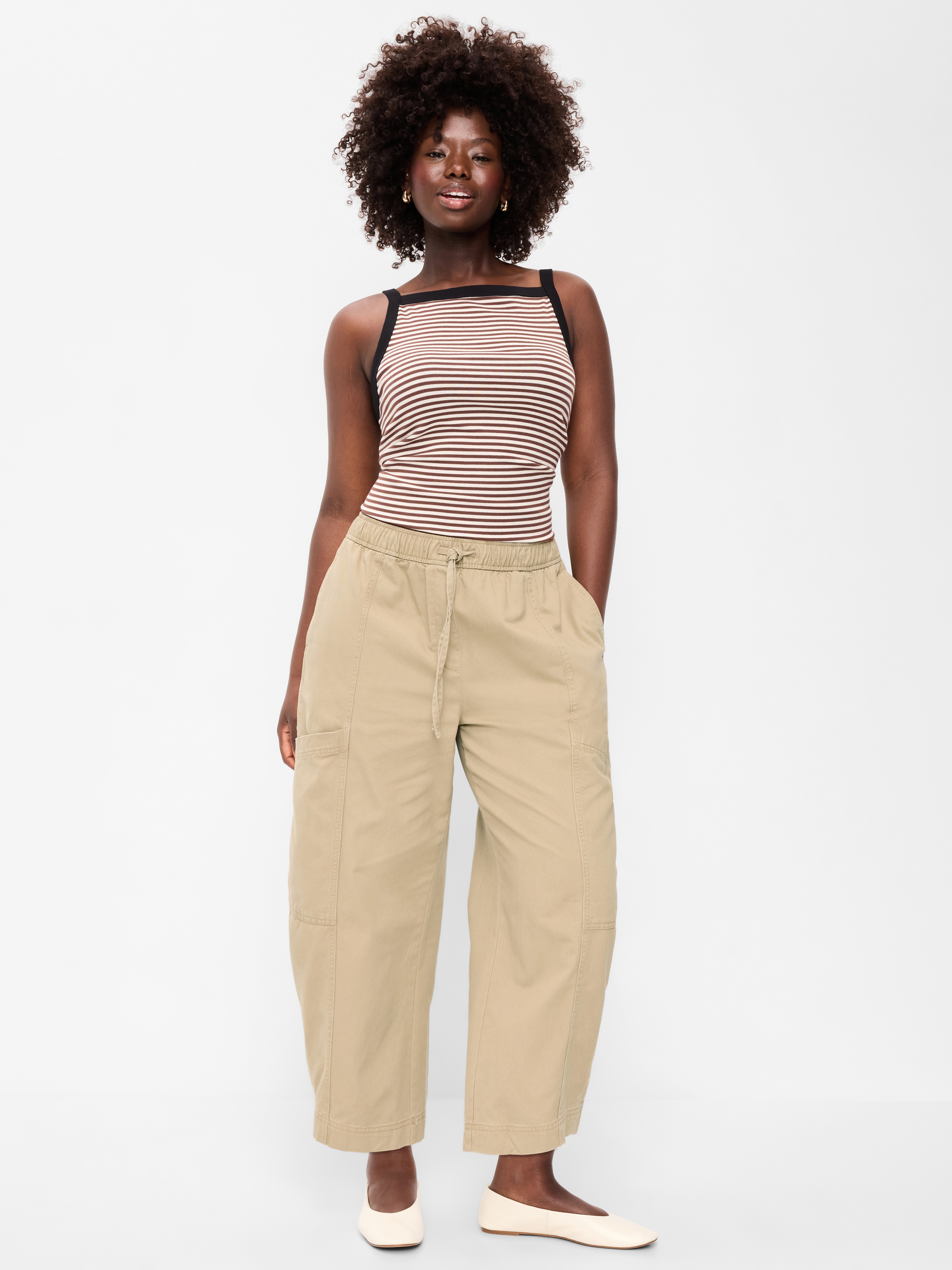 Mid-Rise Barrel-Leg Utility Pants - Teakwood - 5