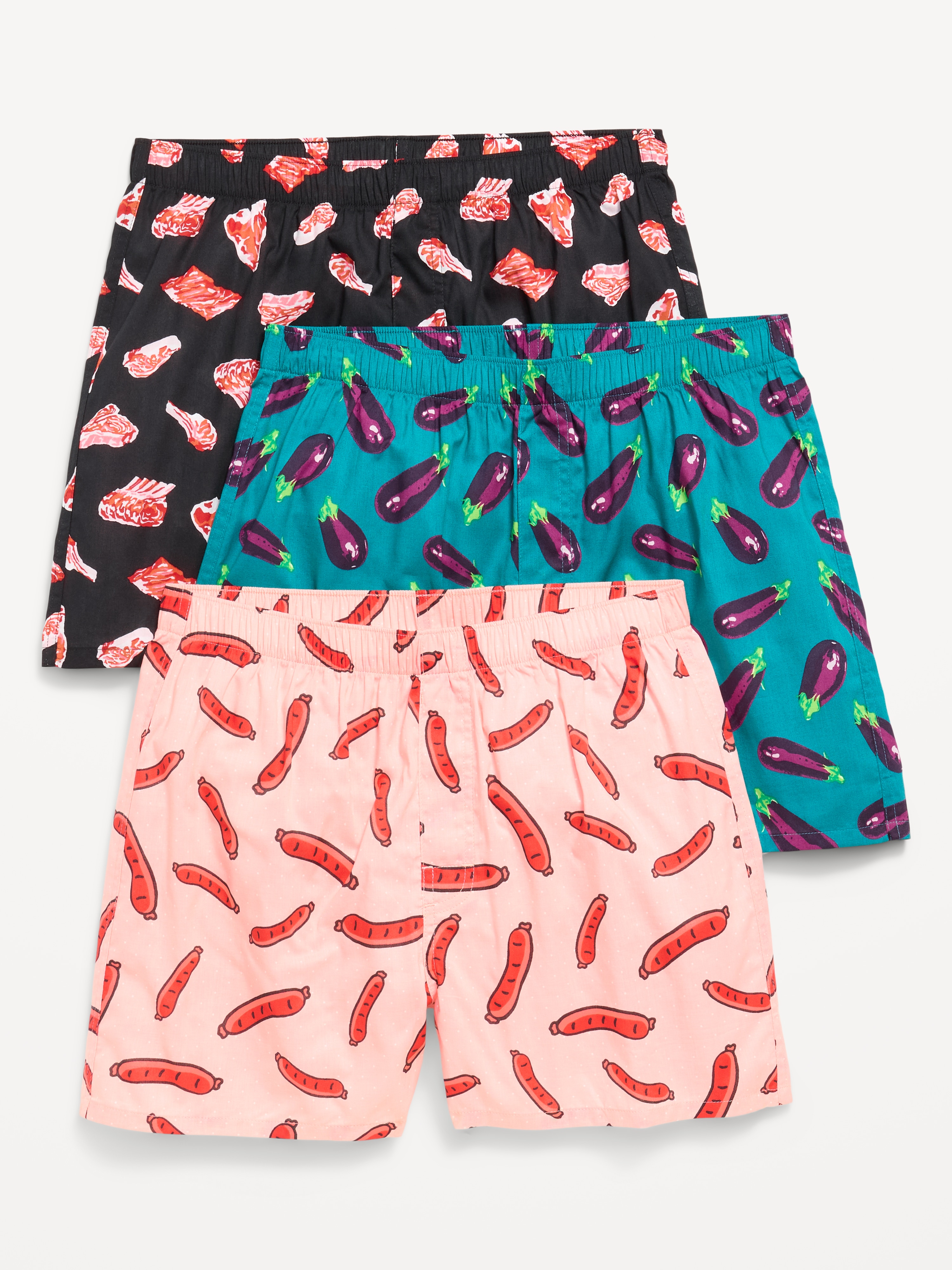 3-Pack Soft-Washed Boxer Shorts -- 3.75-inch inseam - Food - 1