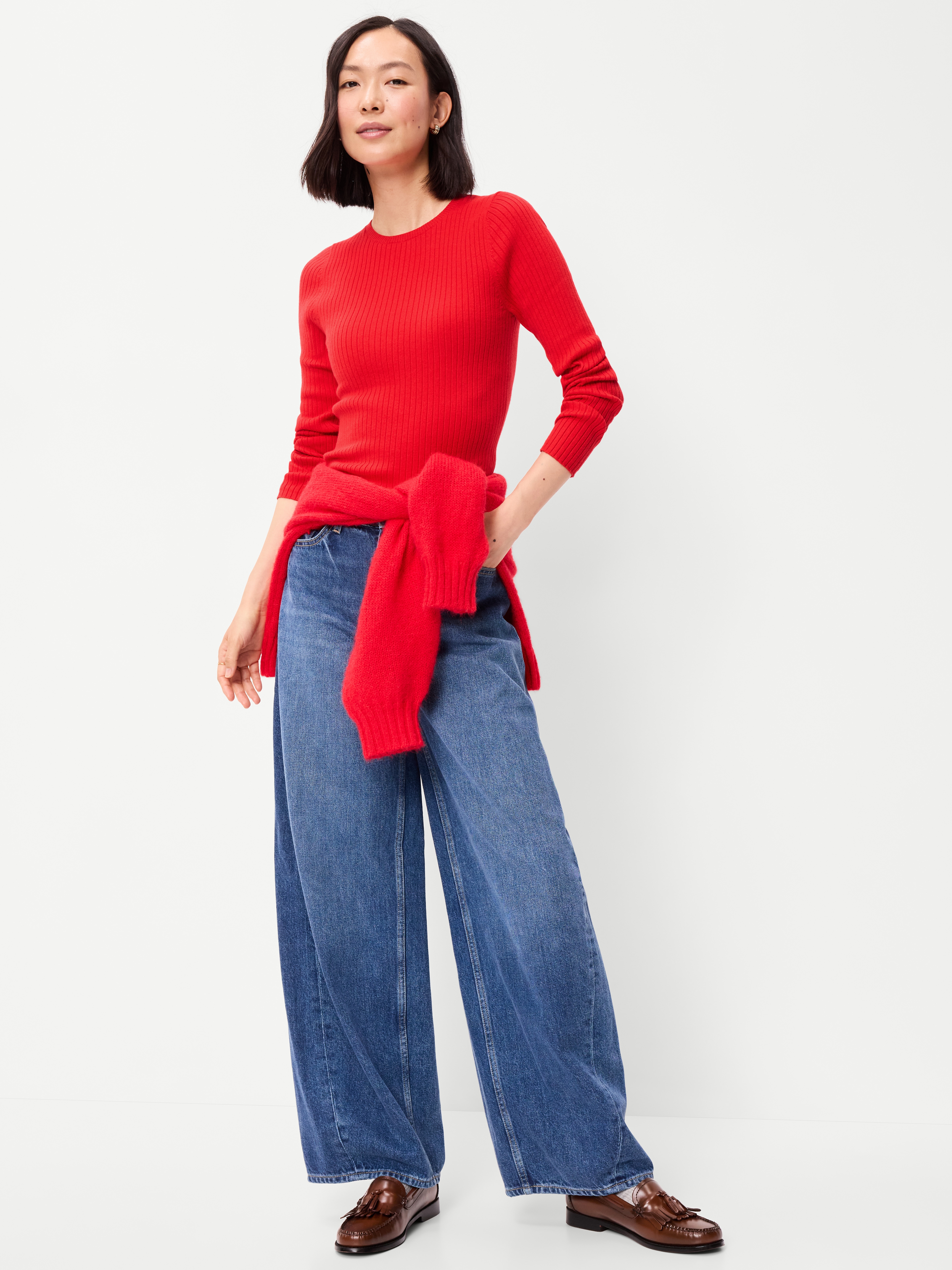 SoSoft Lite Crew-Neck Long-Sleeve Ribbed Sweater - Scotty Red - 3