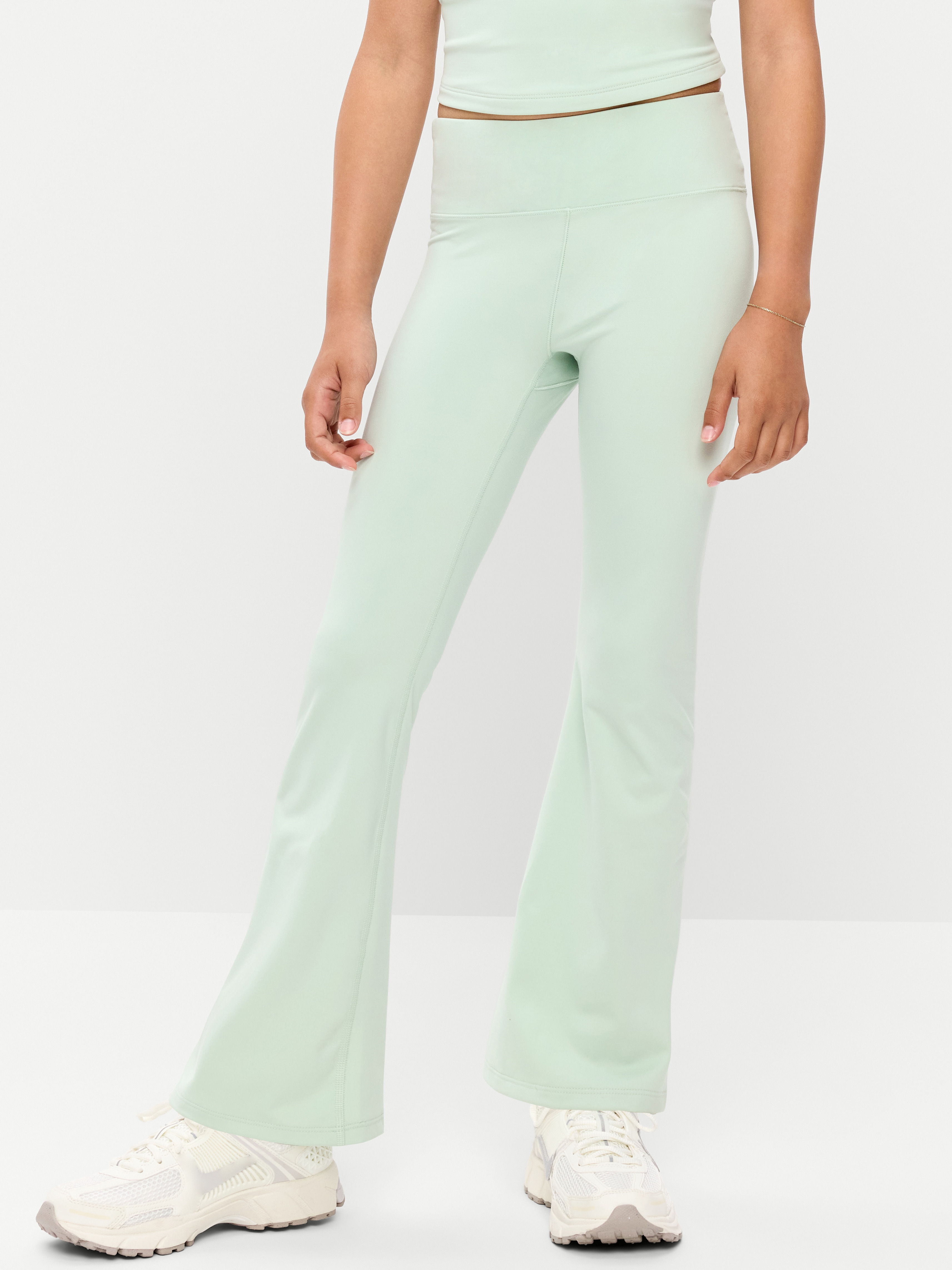 High-Waisted StudioSmooth Flared Leggings for Girls - Soft Aloe - 1