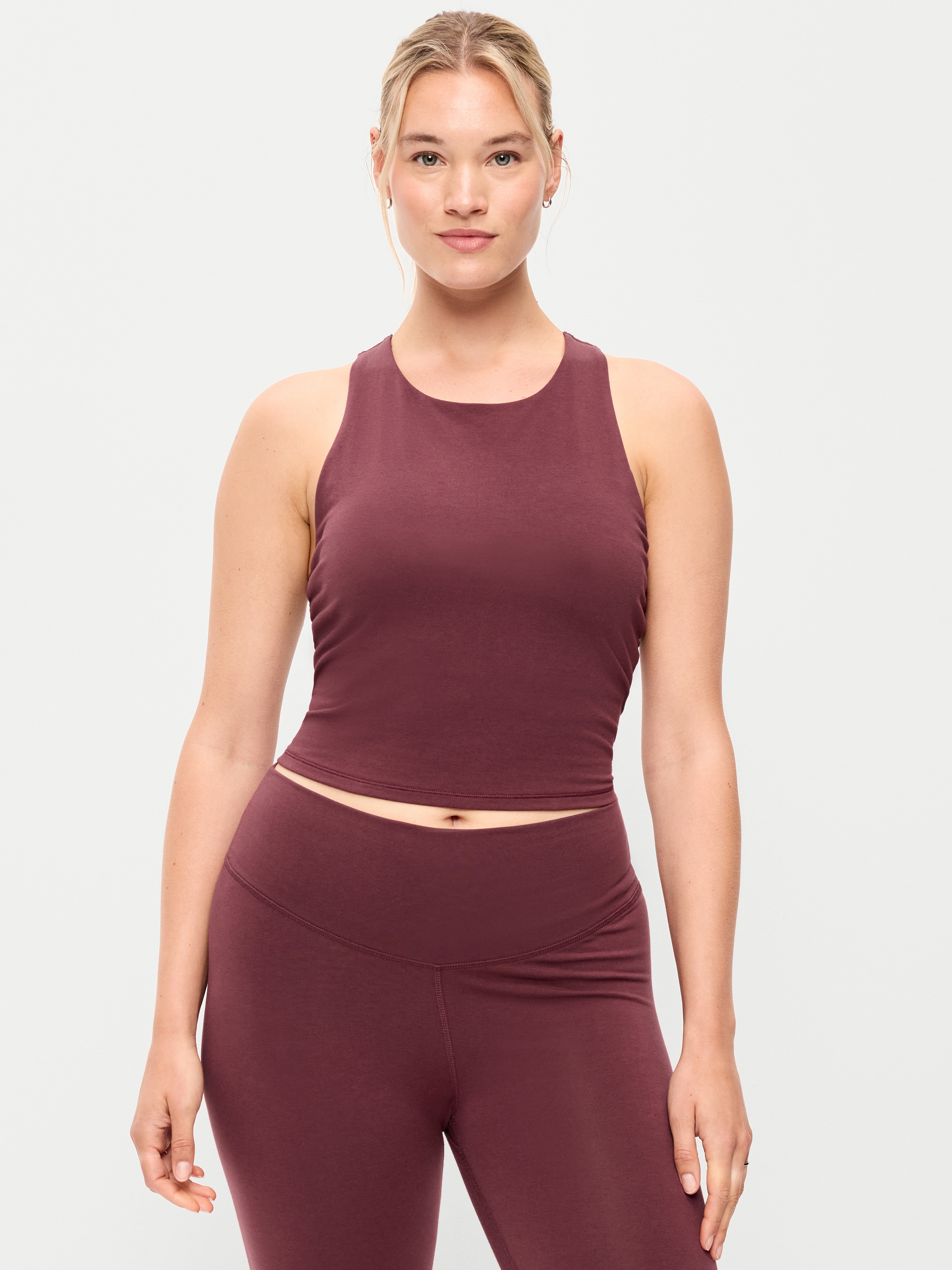 Light Support PowerChill High-Neck Racerback Sports Bra - Wine Tasting - 5