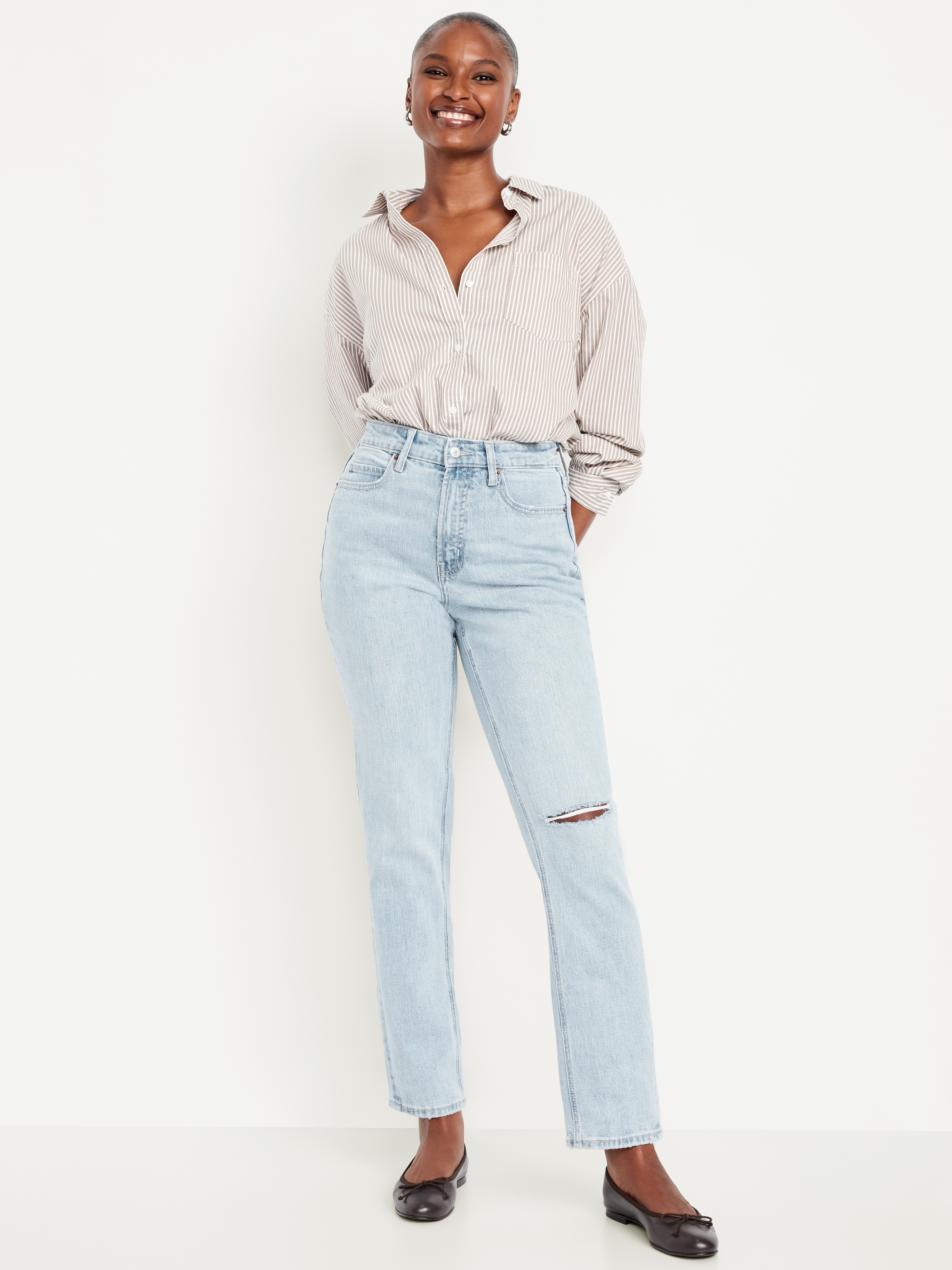 Curvy Extra High-Waisted Straight Jeans - Tamara - 1