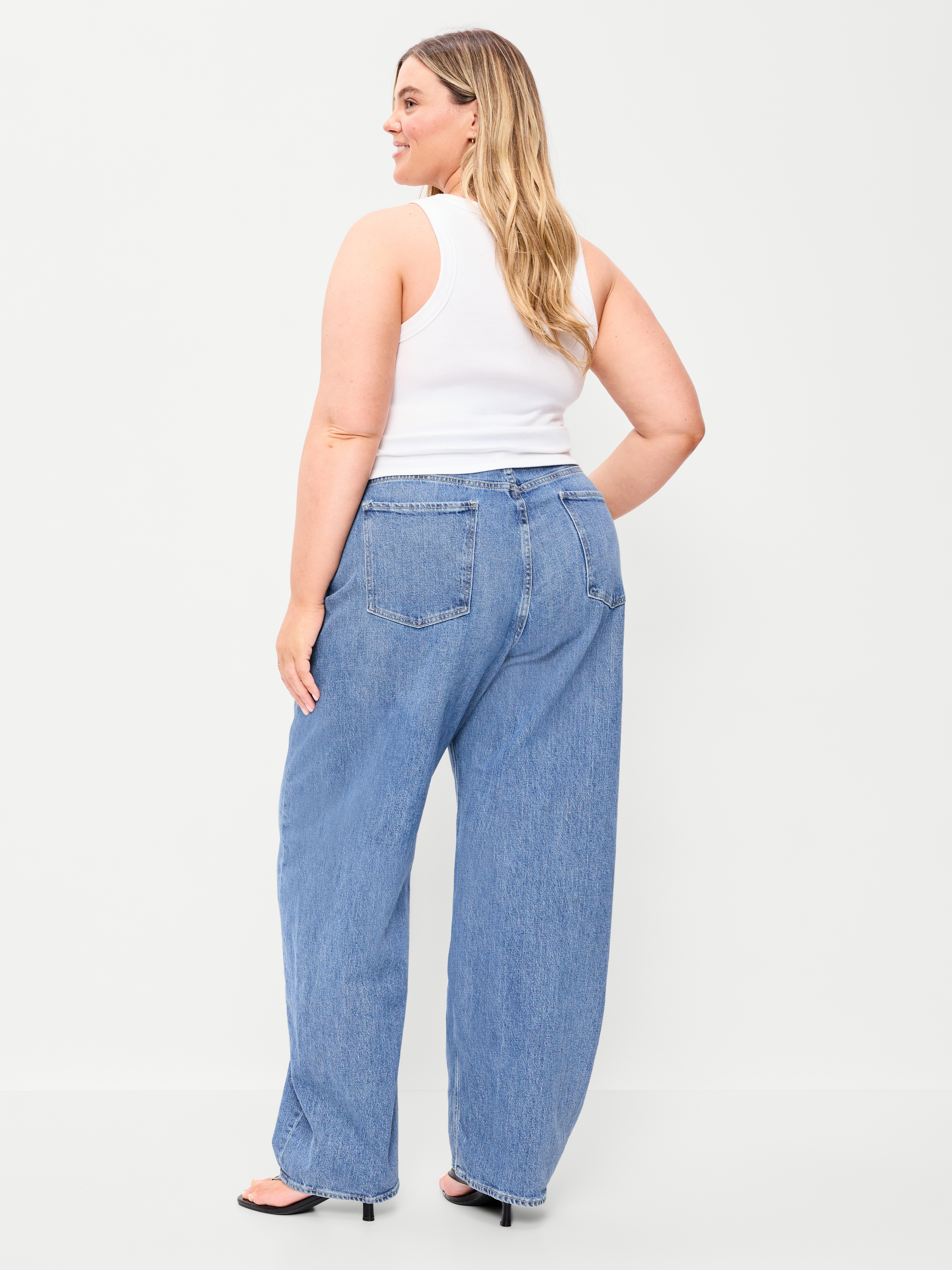 High-Waisted Rounded Wide-Leg Barrel Jeans - Georgina - 8