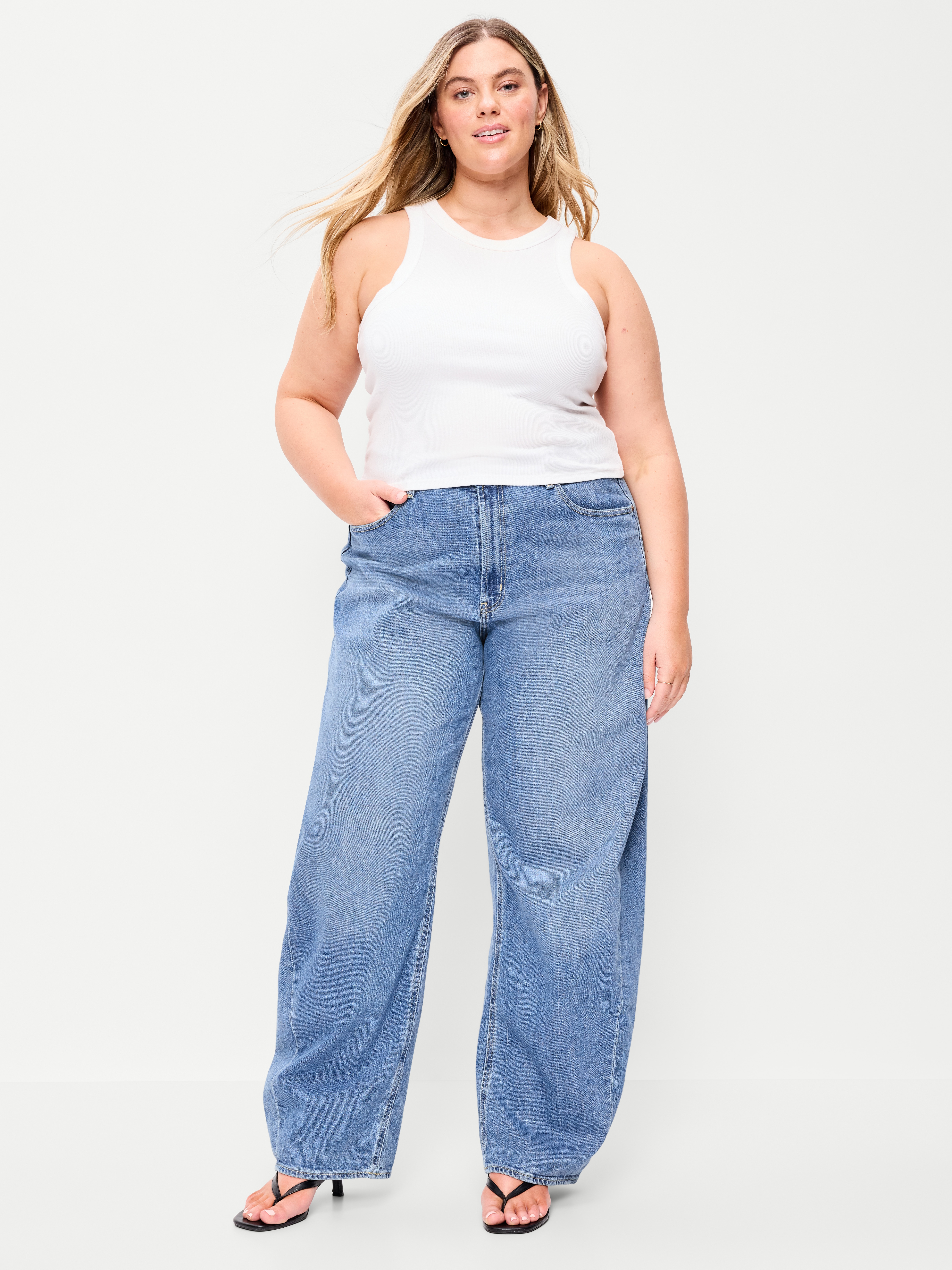 High-Waisted Rounded Wide-Leg Barrel Jeans - Georgina - 7