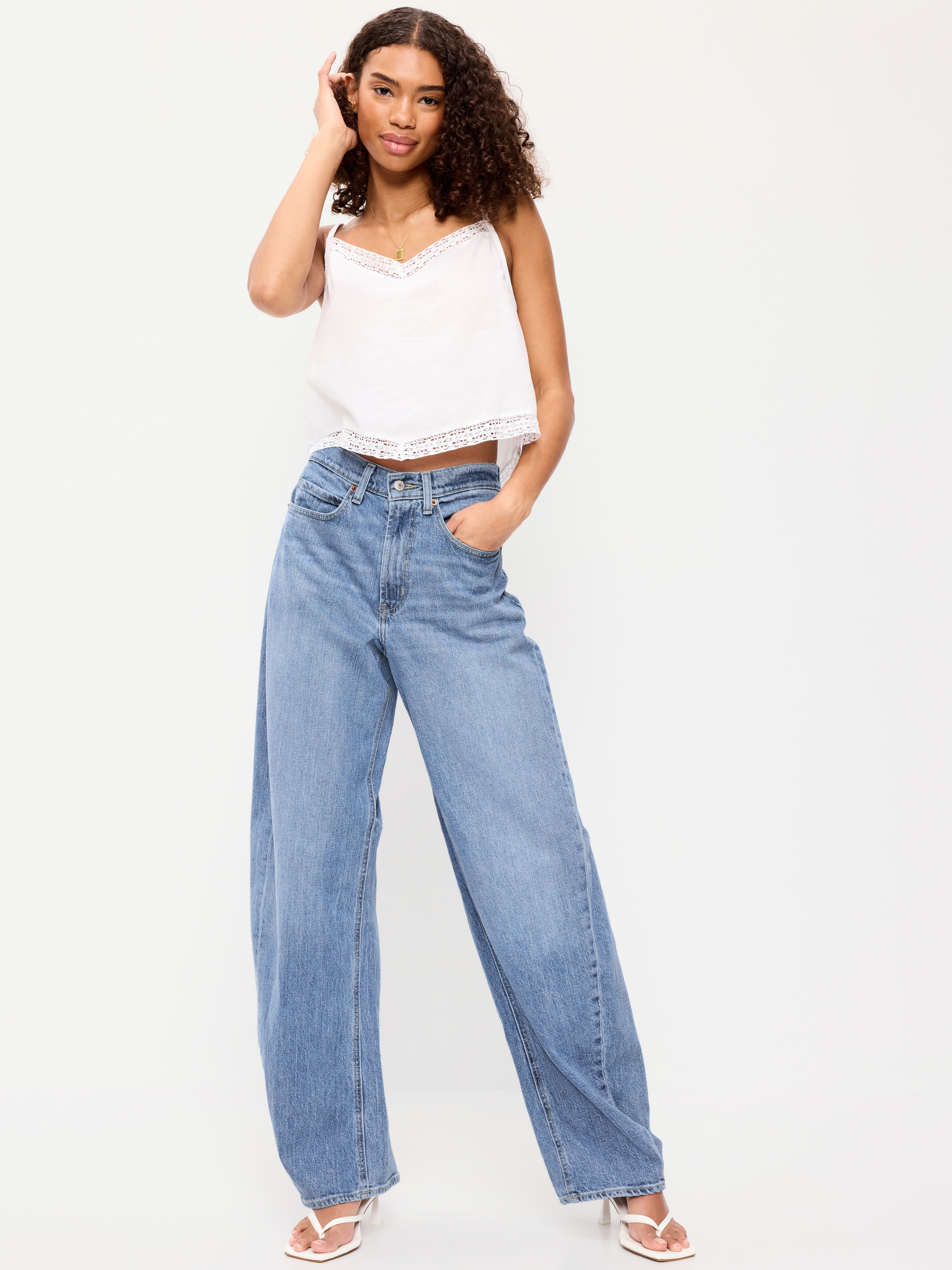 High-Waisted Rounded Wide-Leg Barrel Jeans - Georgina - 1