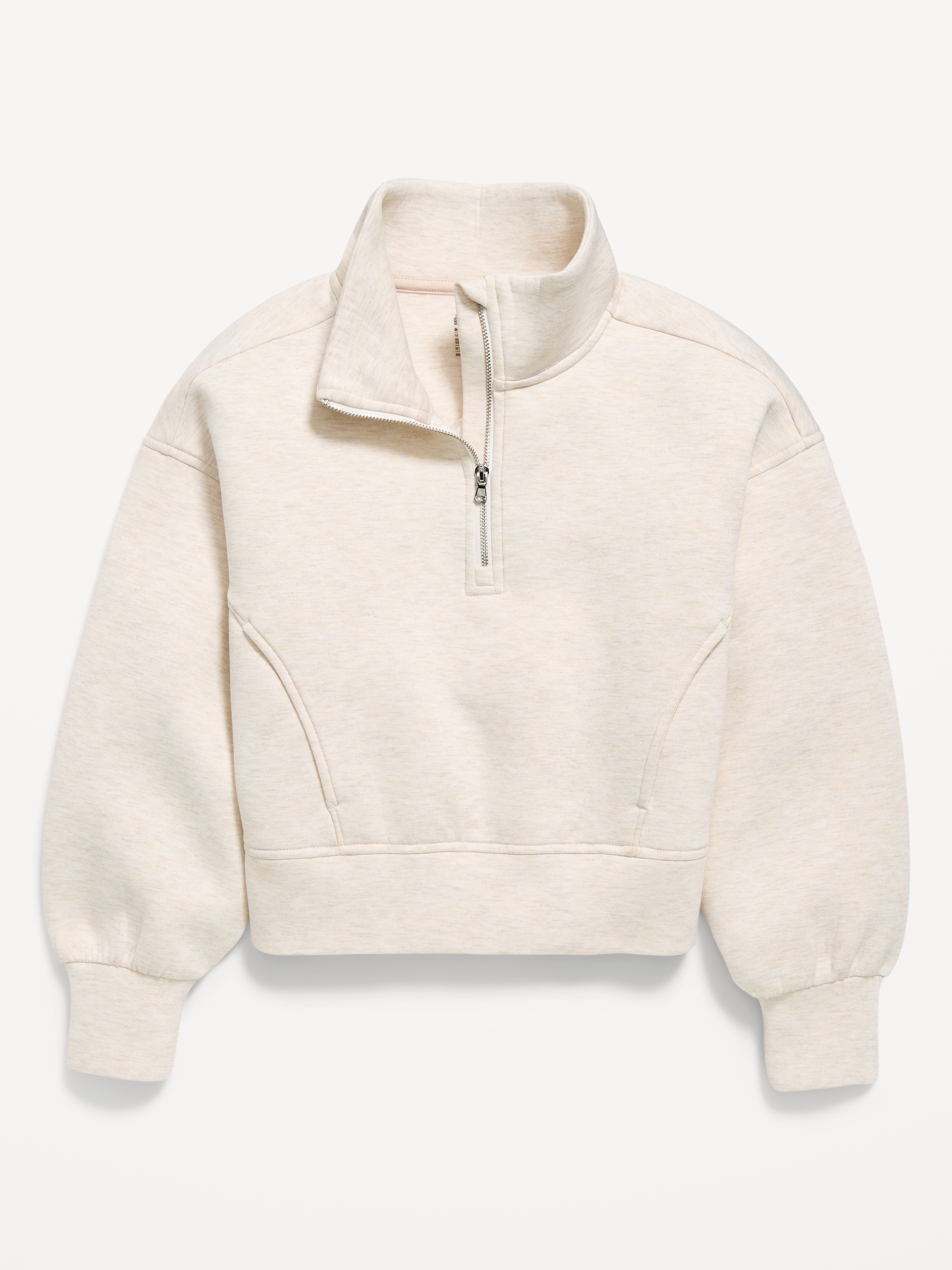 Bounce Fleece Half-Zip Pullover Sweatshirt for Girls - Light Oatmeal - 3