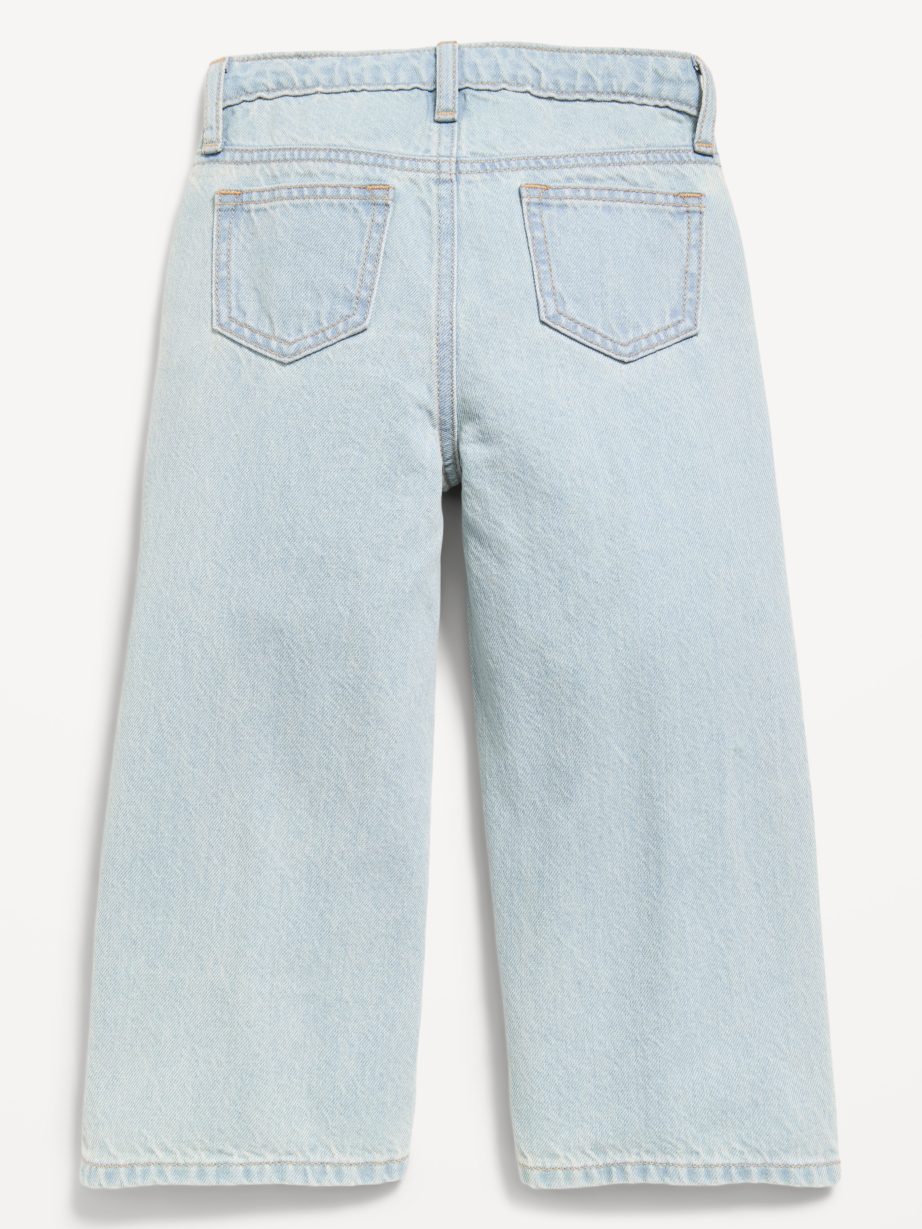 Super Baggy Lace-Trim Wide-Leg Jeans for Toddler Girls - Light Wash - 2