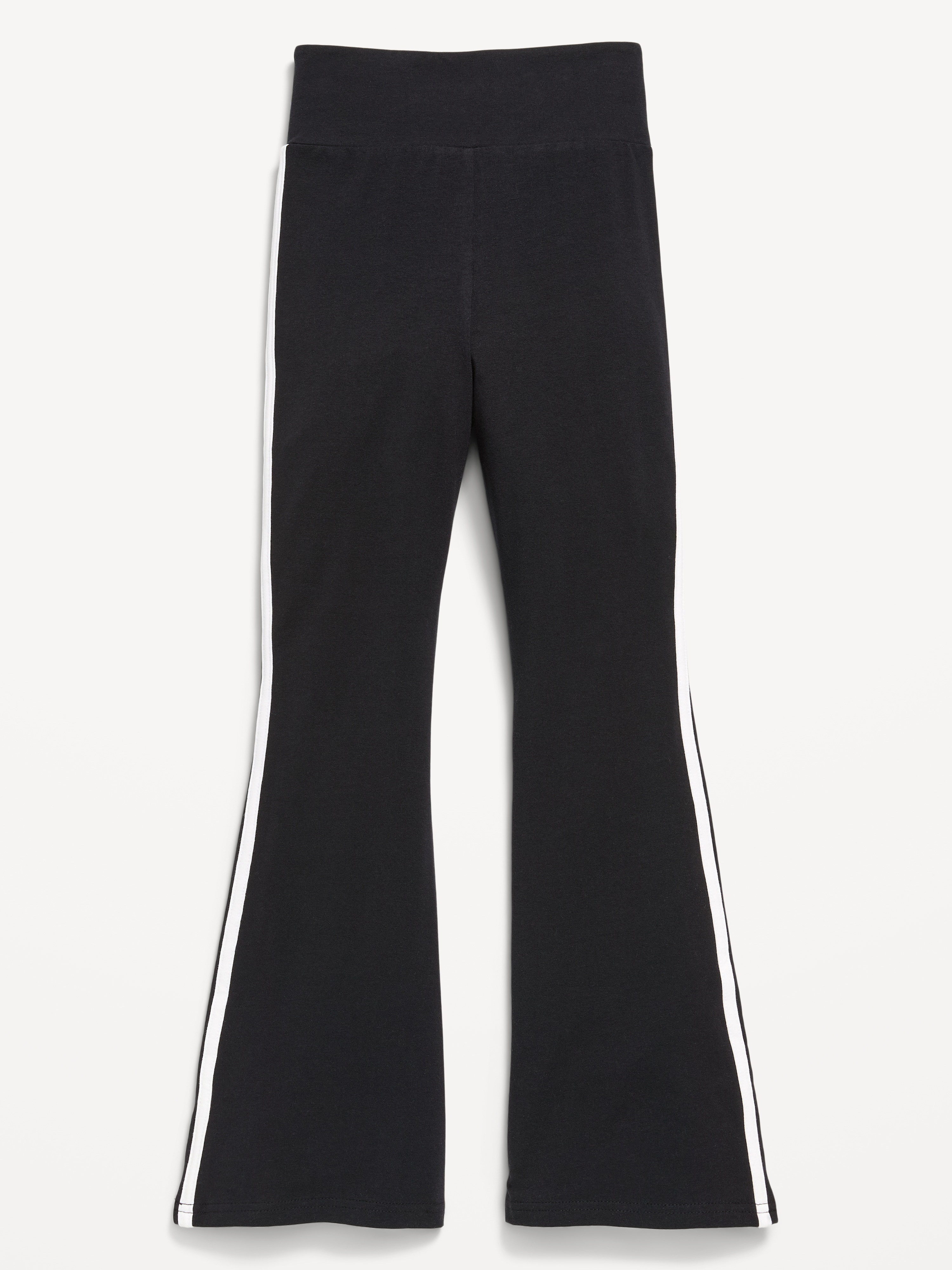 High-Waisted Side Striped Flared Leggings for Girls - Black Jack - 2
