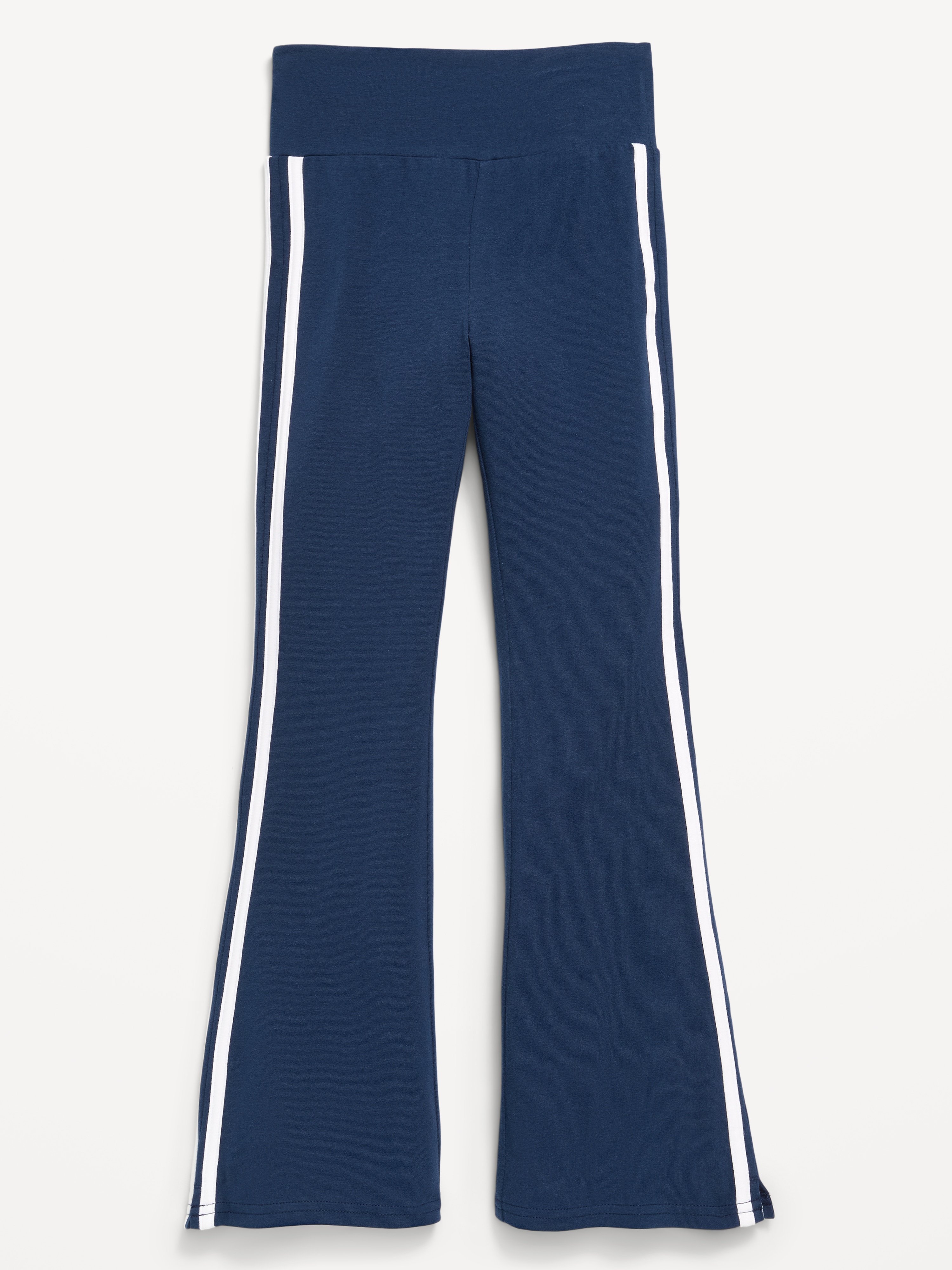 High-Waisted Side Striped Flared Leggings for Girls - Obscure Night - 1