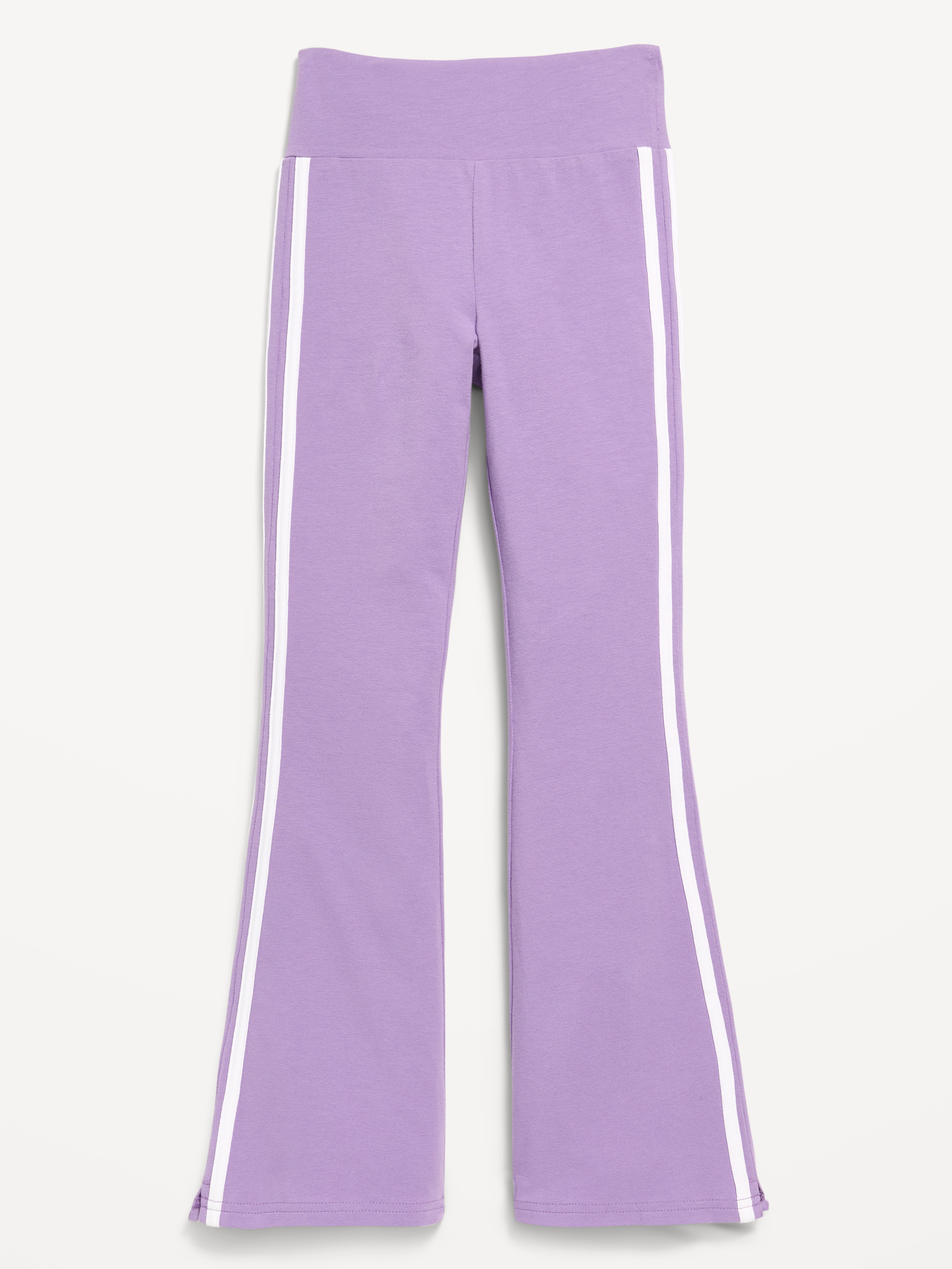 High-Waisted Side Striped Flared Leggings for Girls - Lilac Shadow - 1