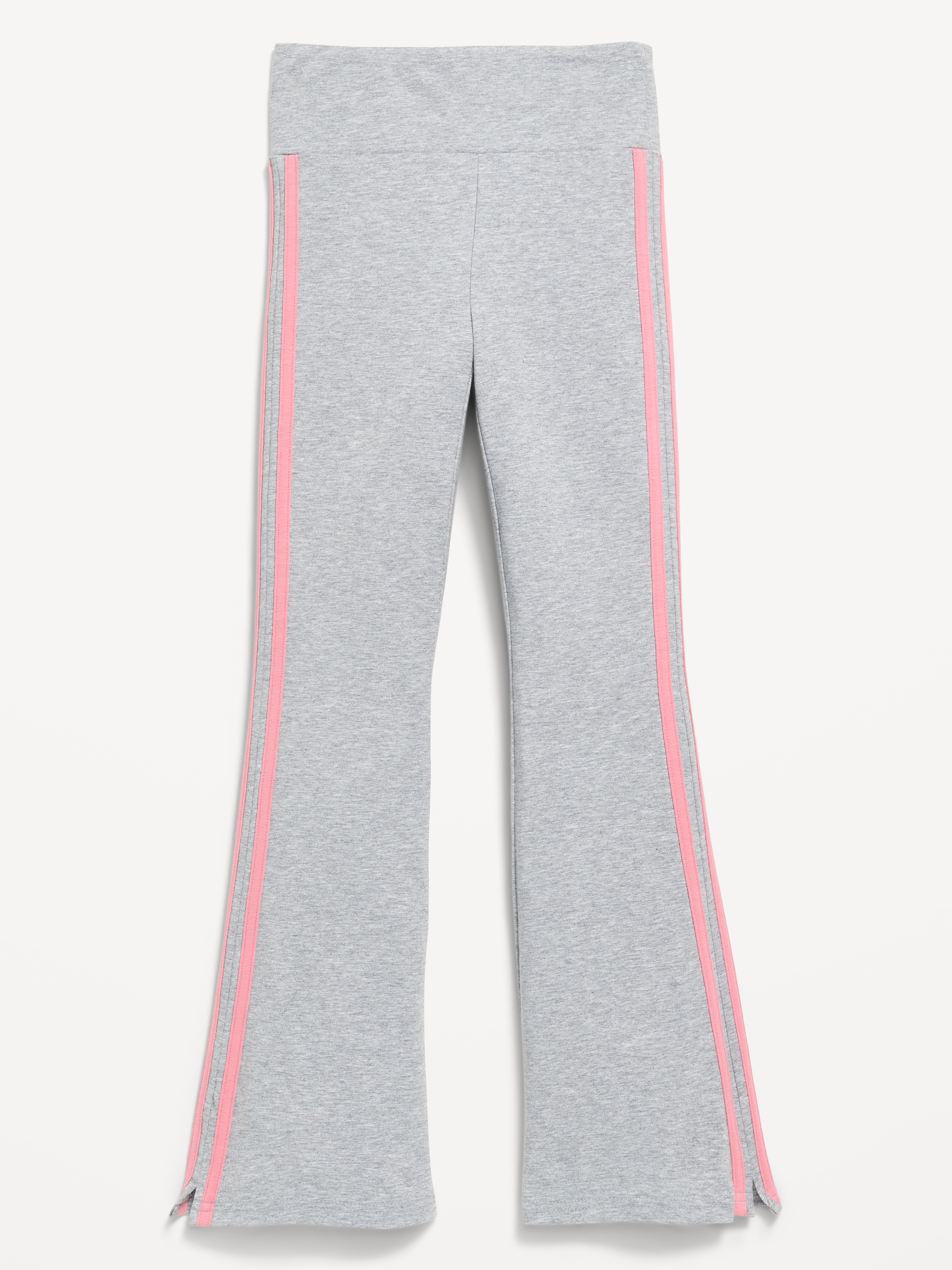High-Waisted Side Striped Flared Leggings for Girls - Heather Gray Stripe - 1