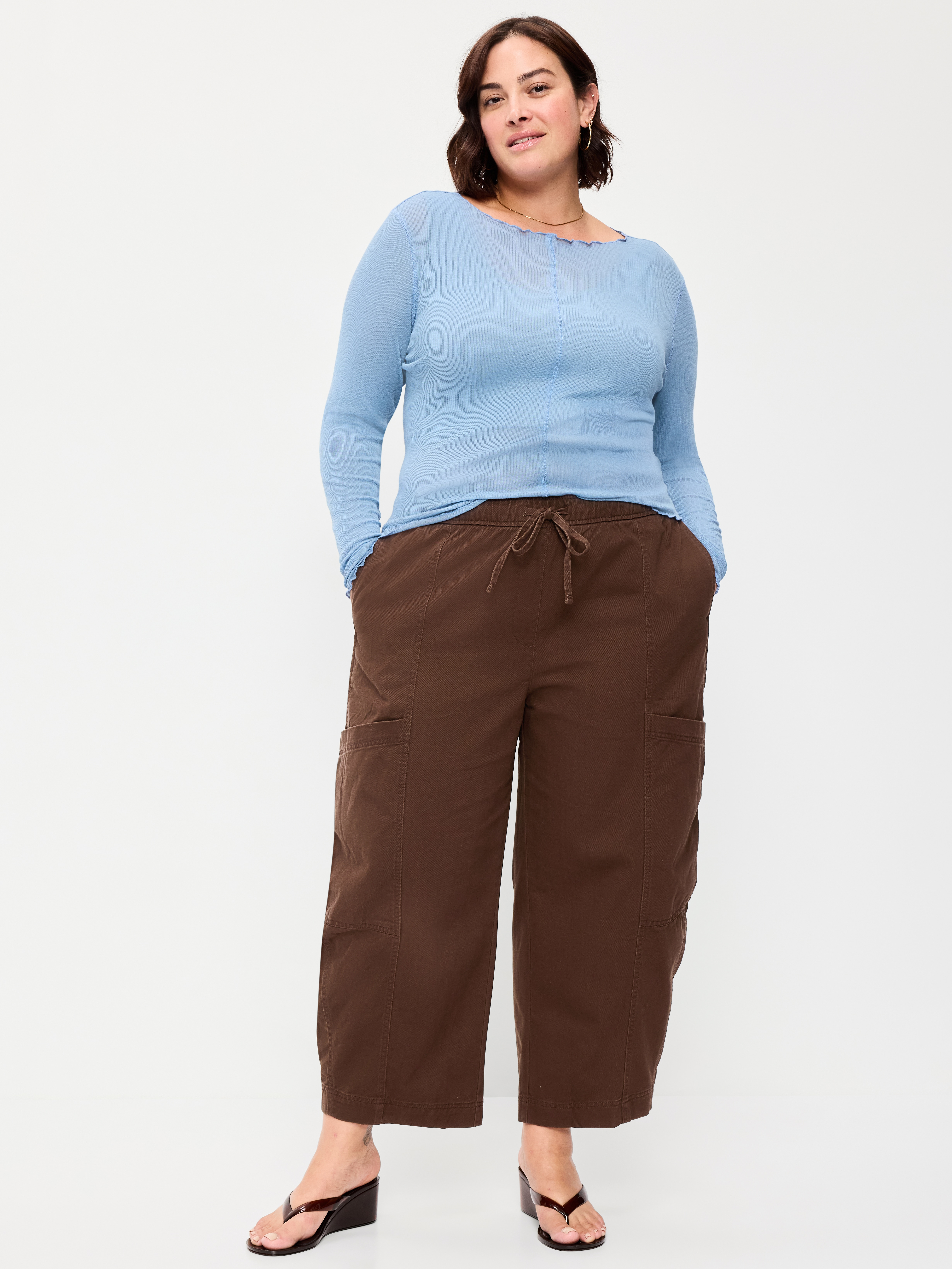 Mid-Rise Barrel-Leg Utility Pants - Earthen - 7