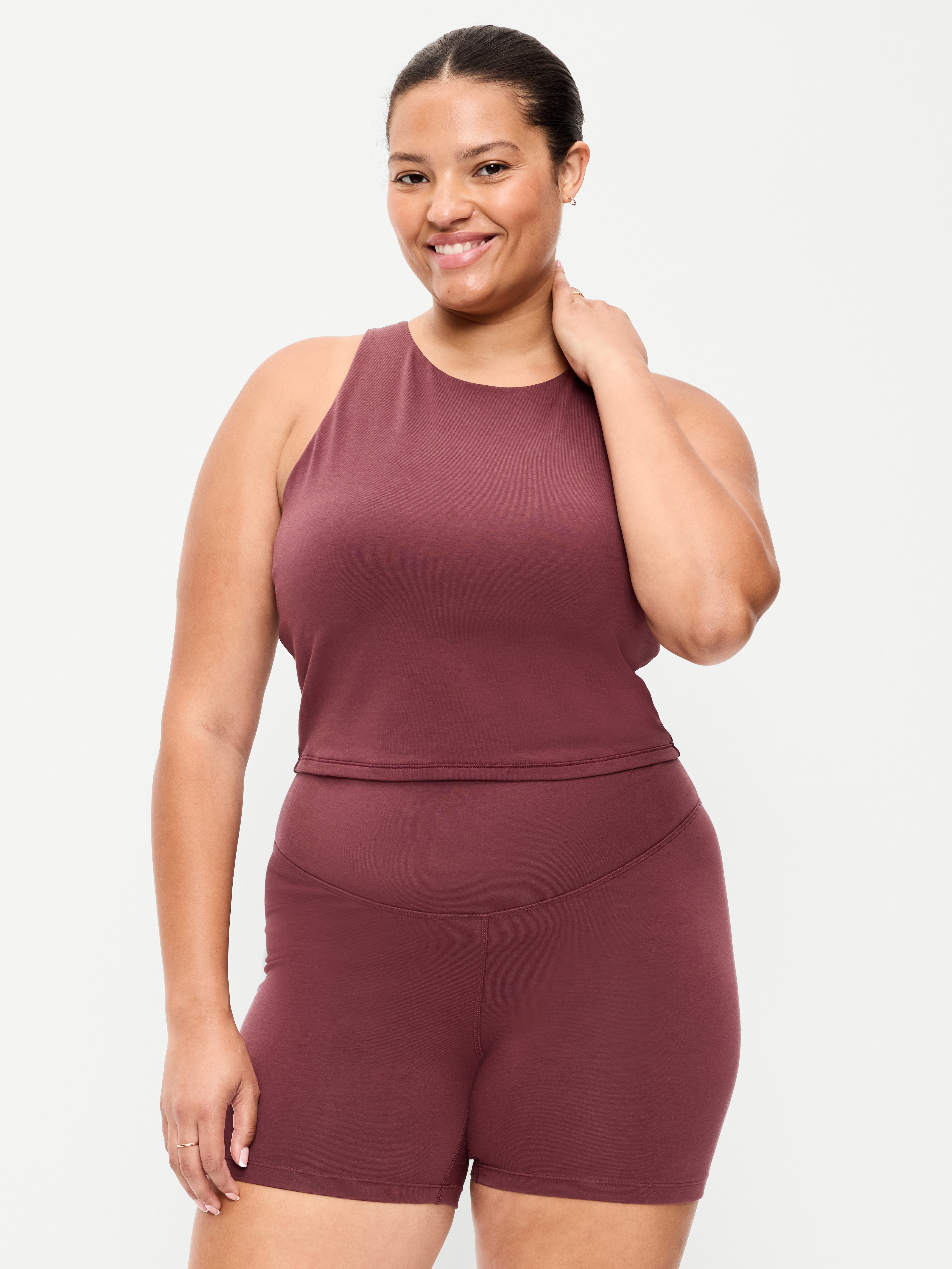 Light Support PowerChill High-Neck Racerback Sports Bra - Wine Tasting - 7