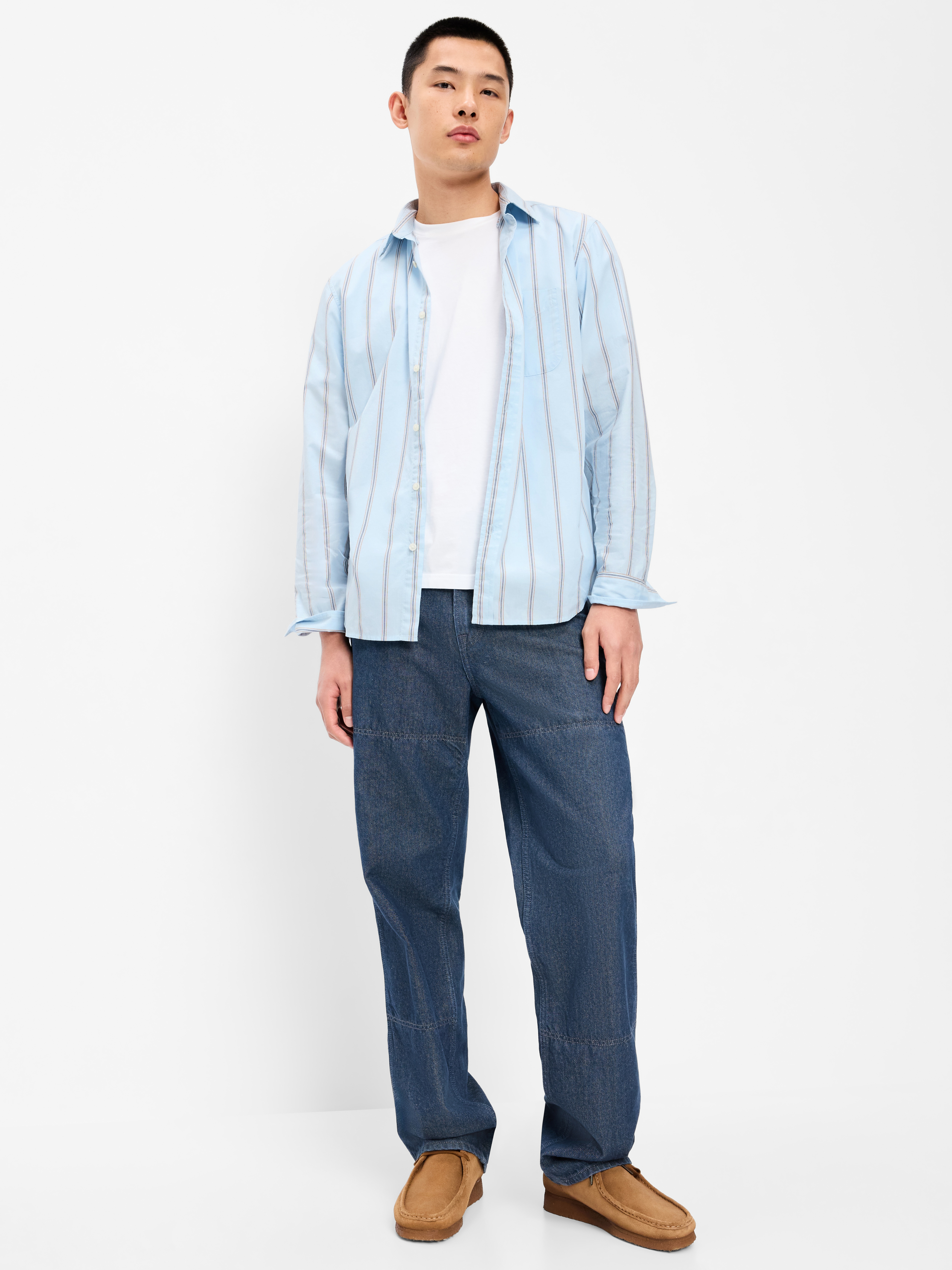 Classic Fit Everyday Oxford Shirt - Blue Stripe - 3