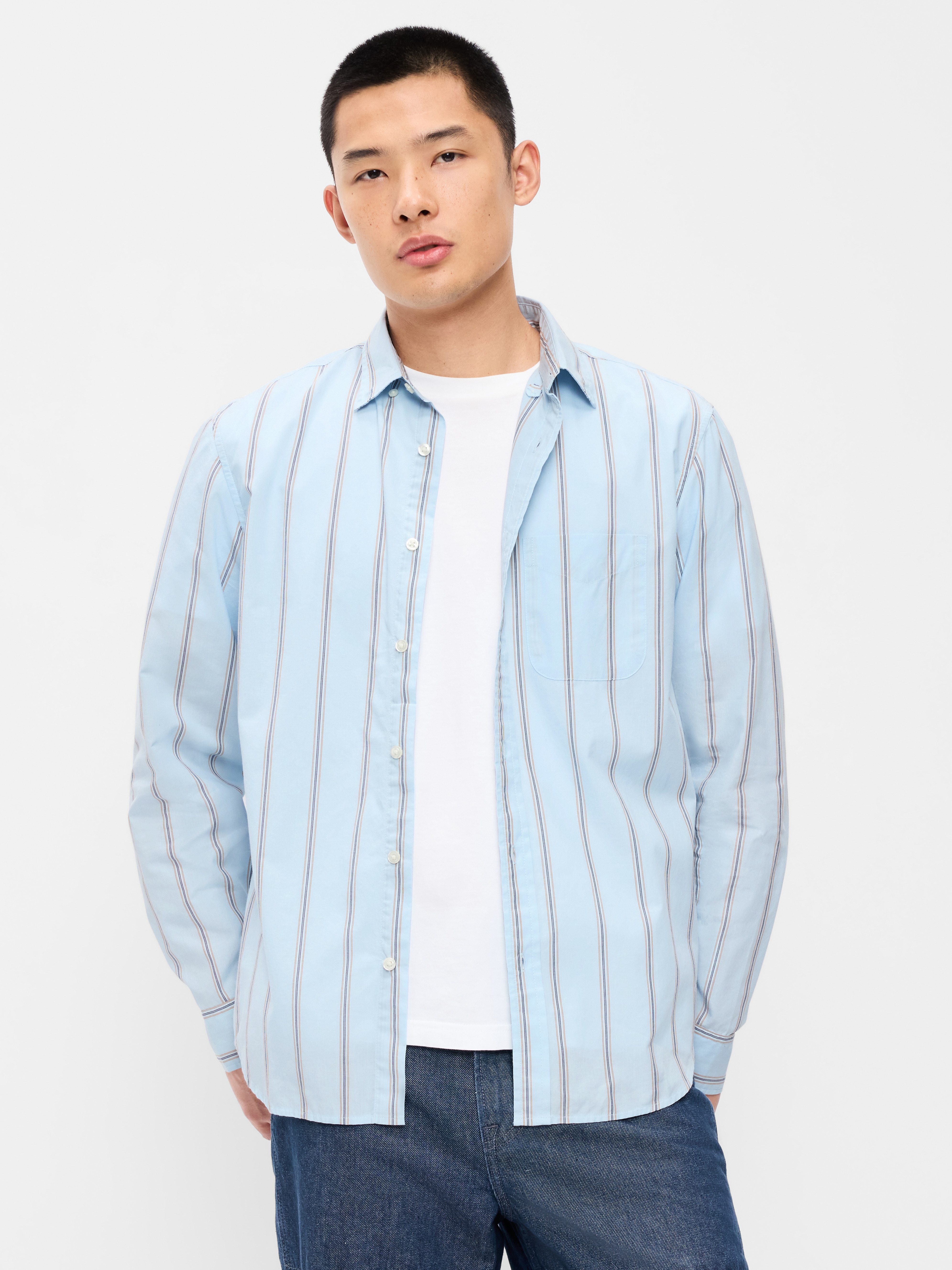 Classic Fit Everyday Oxford Shirt - Blue Stripe - 1
