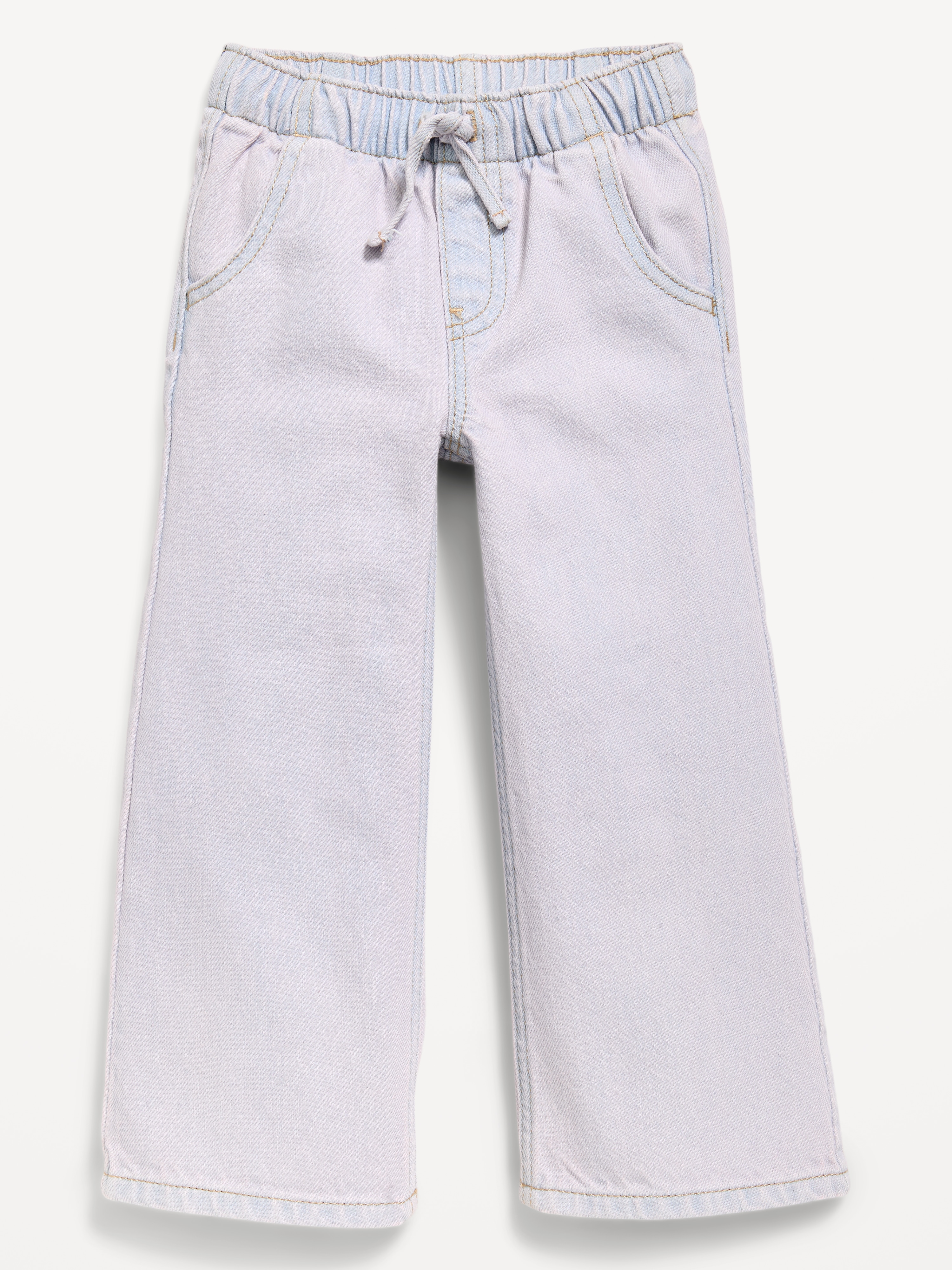 High-Waisted Baggy Wide-Leg Pull-On Jeans for Toddler Girls - Washed Lilac - 1
