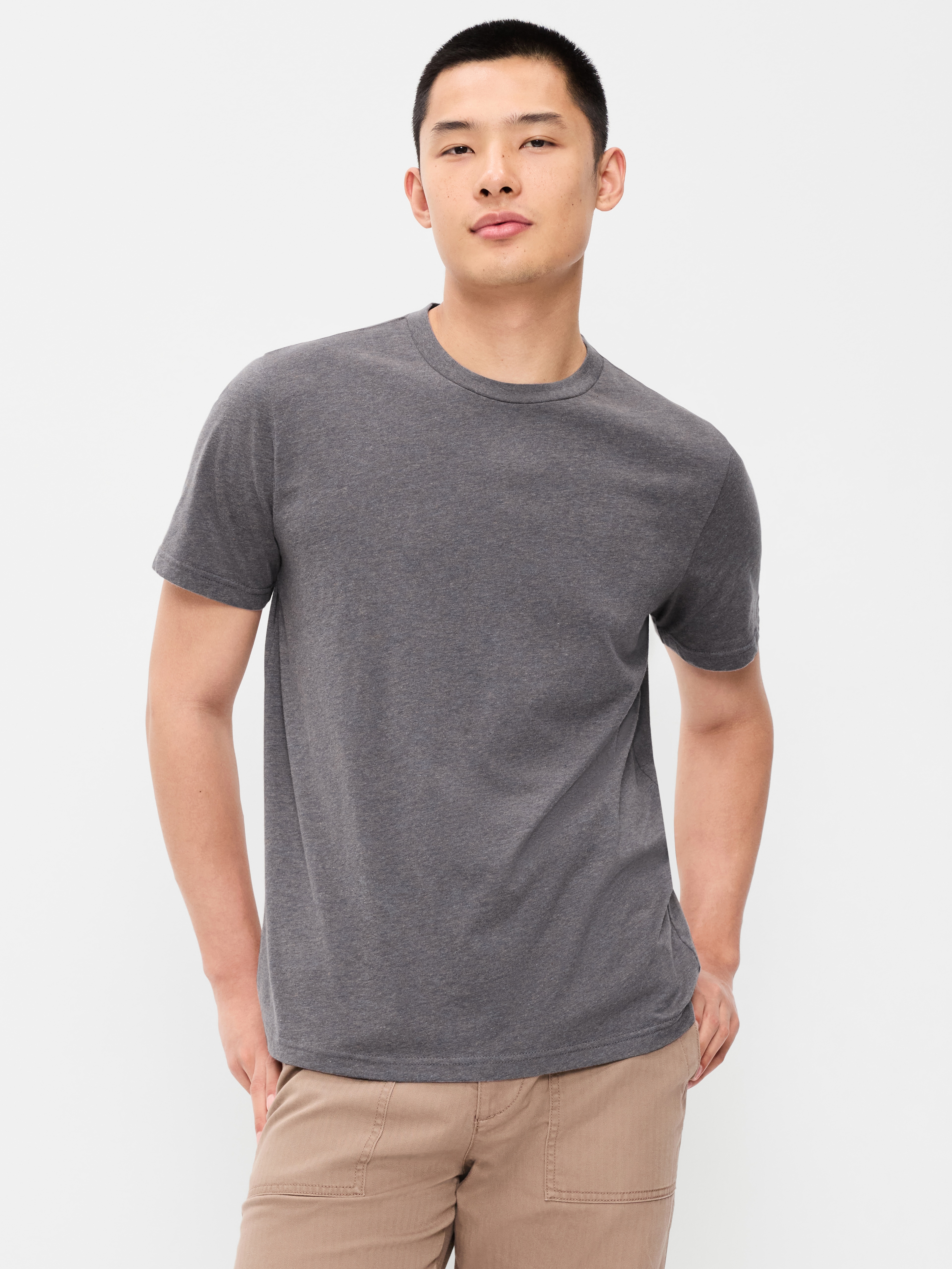 Soft-Washed Crew-Neck Short-Sleeve Tee - Dark Sea Blue Heather - 1