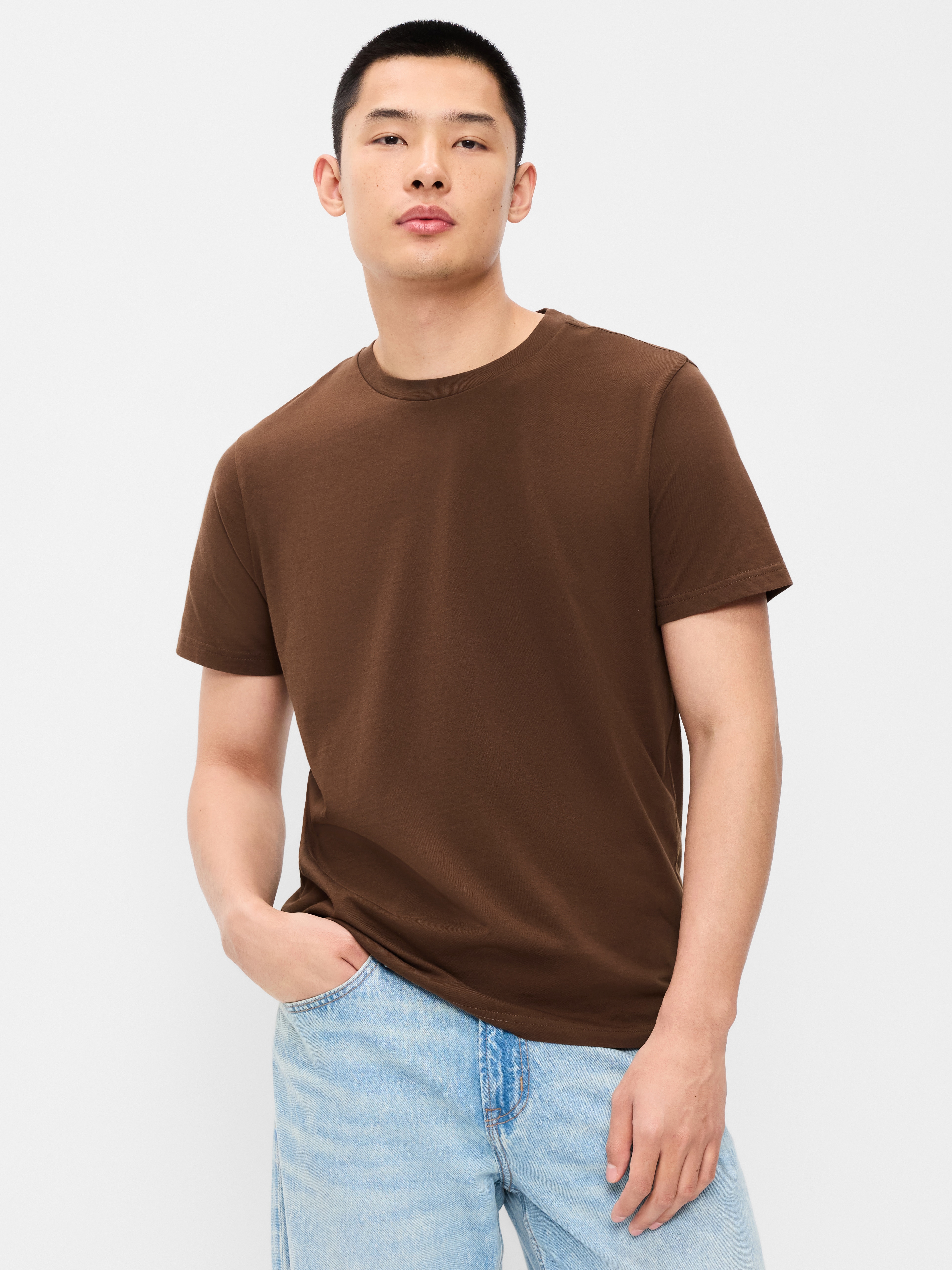 Soft-Washed Crew-Neck Short-Sleeve Tee - Dark Walnut - 1