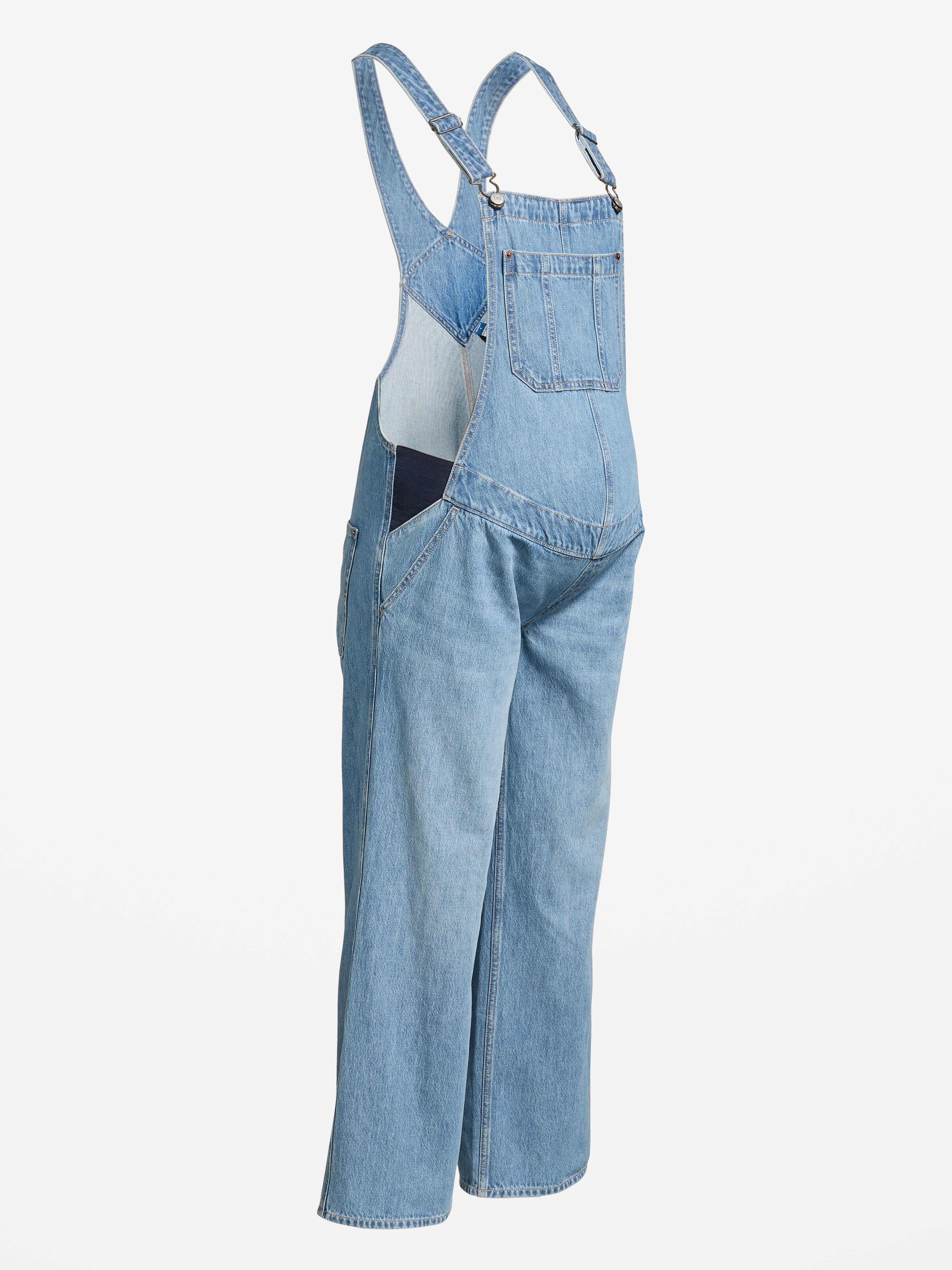 Maternity Side-Panel Wide-Leg Jean Overalls - Melvyn - 2