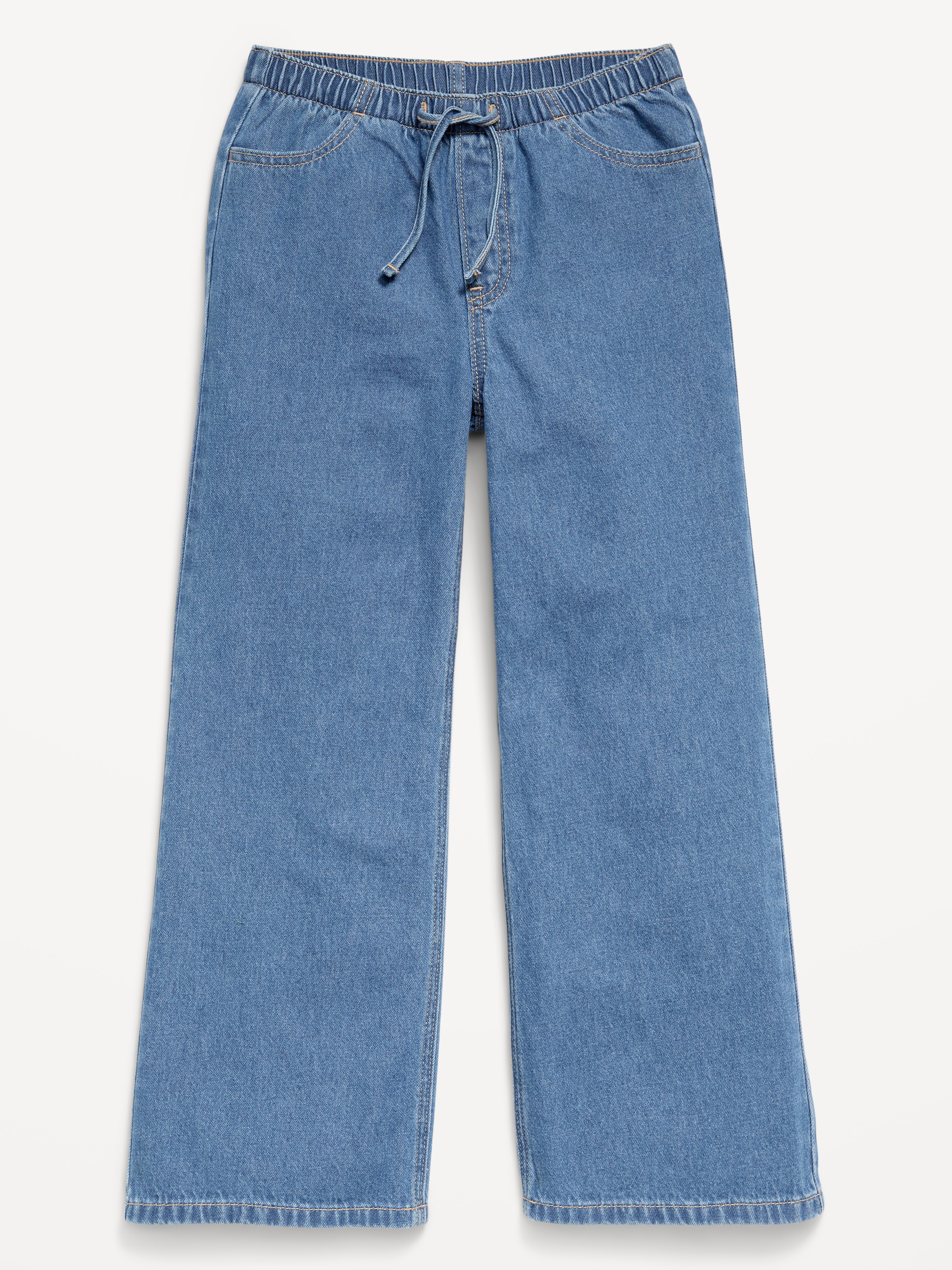 High-Waisted Pull-On Baggy Wide-Leg Jeans for Girls - Waves - 4