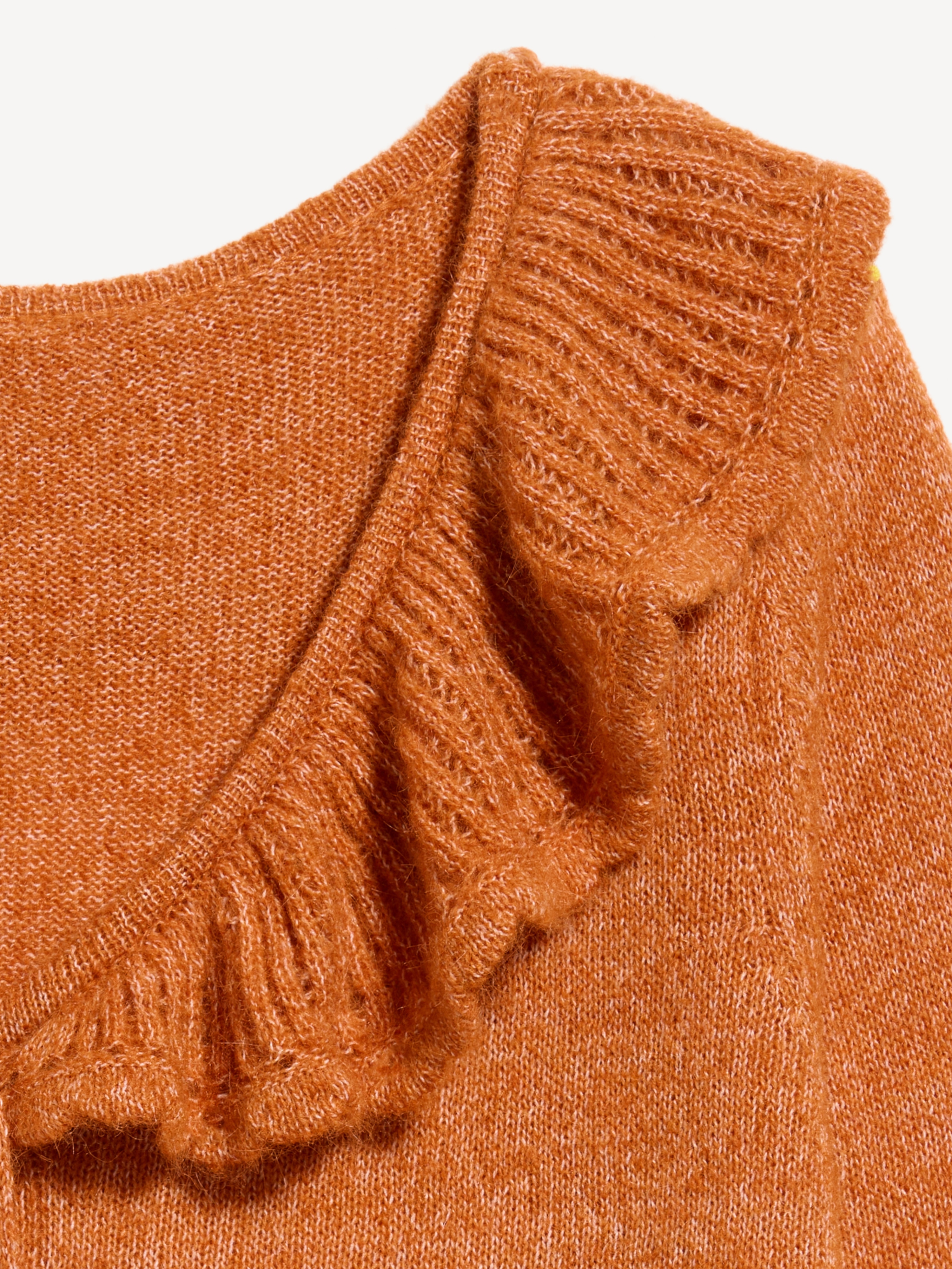 Ruffle-Collar Wool-Blend Pointelle Cardigan - Spice of Life - 5