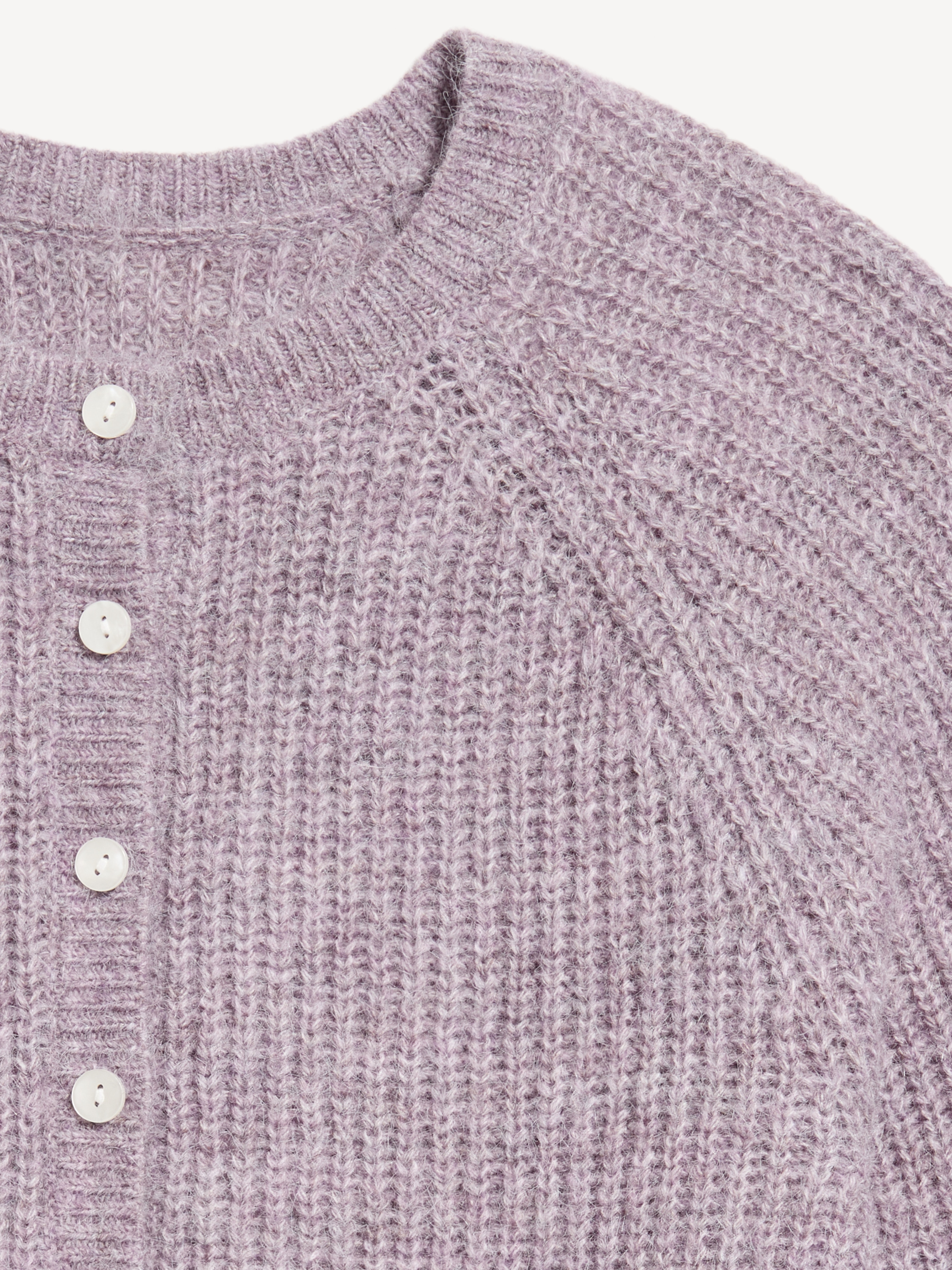 Cozy Crew-Neck Wool-Blend Cardigan - Rose Dawn - 5