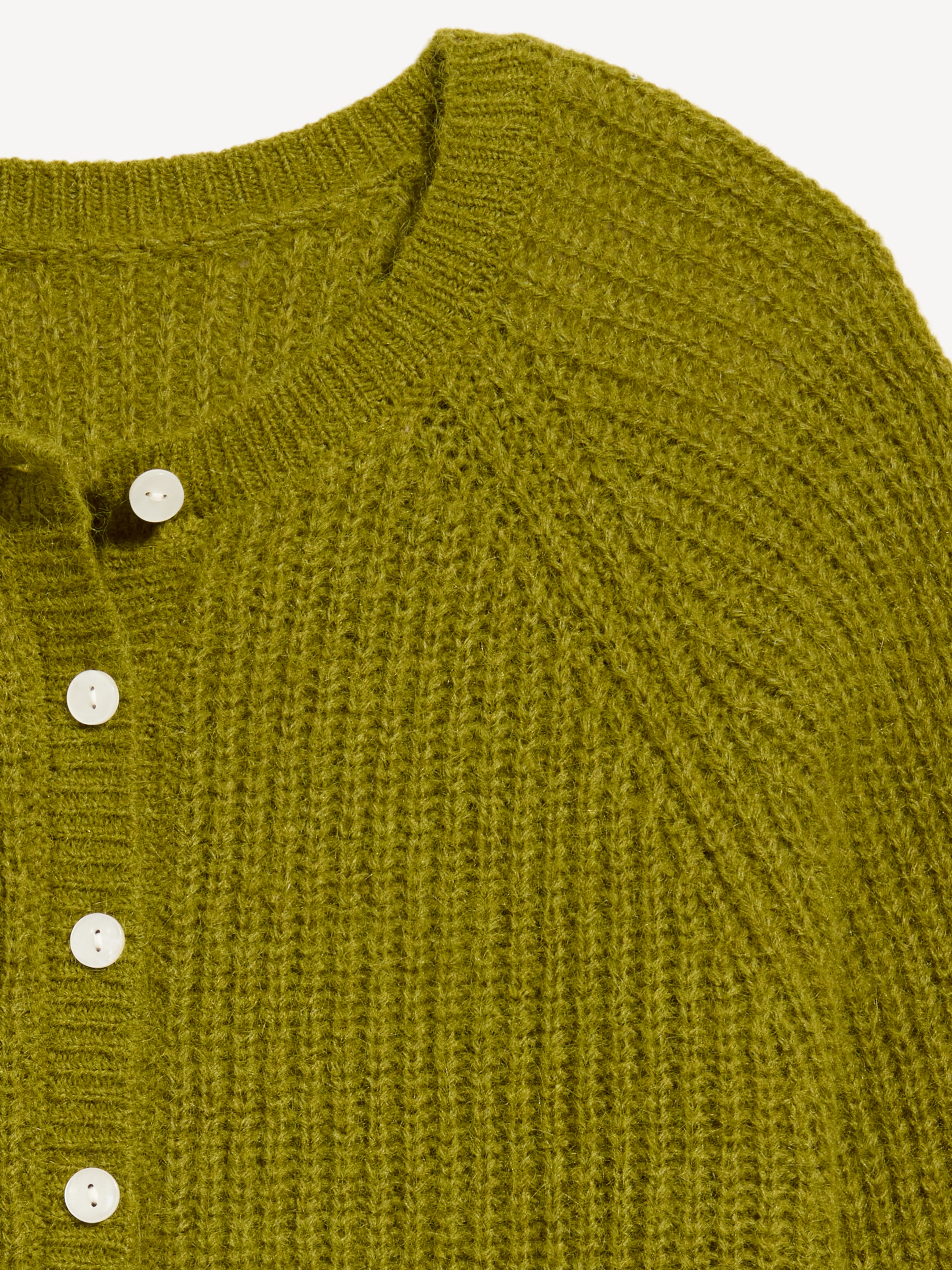 Cozy Crew-Neck Wool-Blend Cardigan - Mysterious Fern - 5