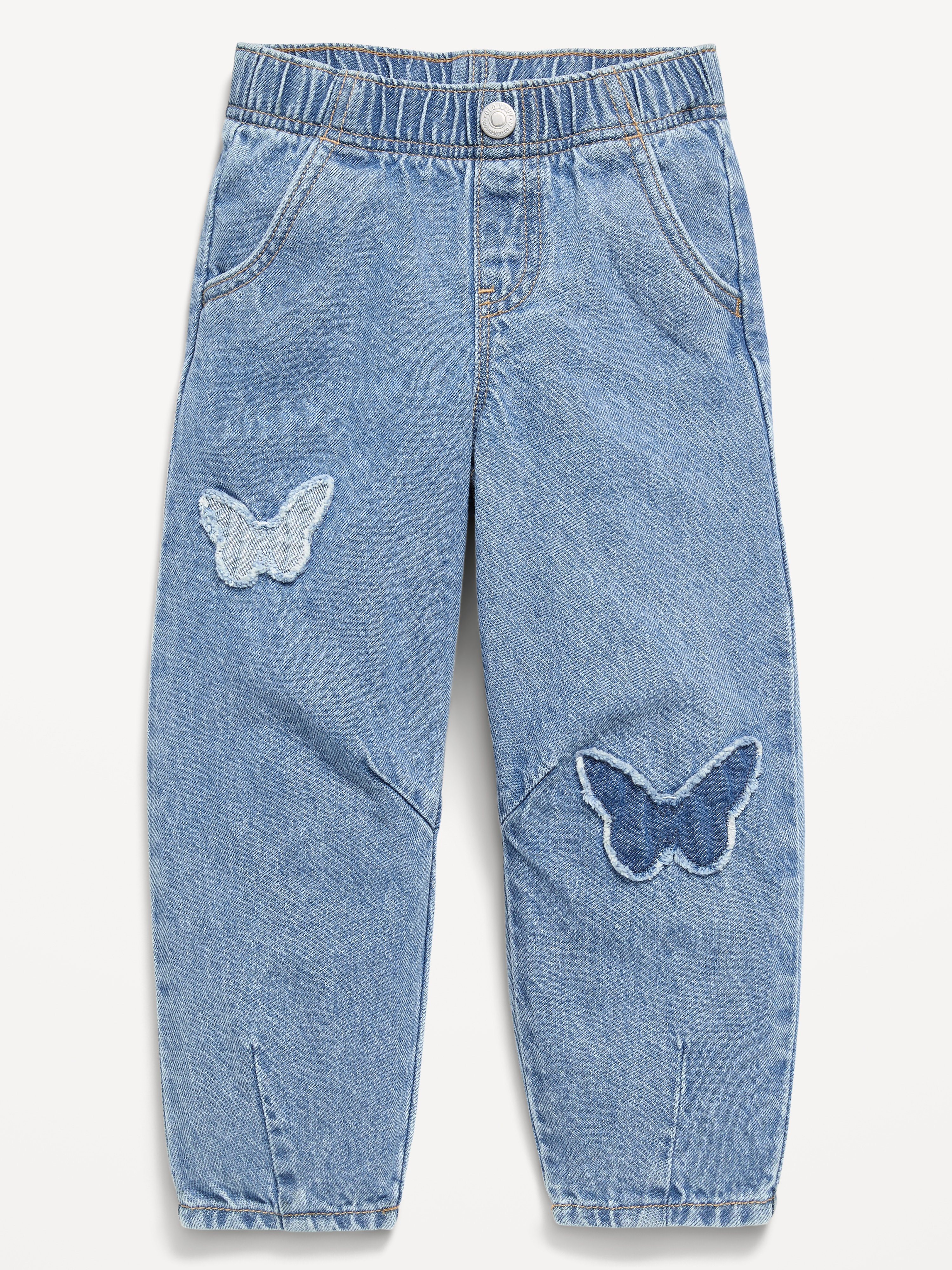 Pull-On Baggy Barrel-Leg Jeans for Toddler Girls - Medium Wash - 3