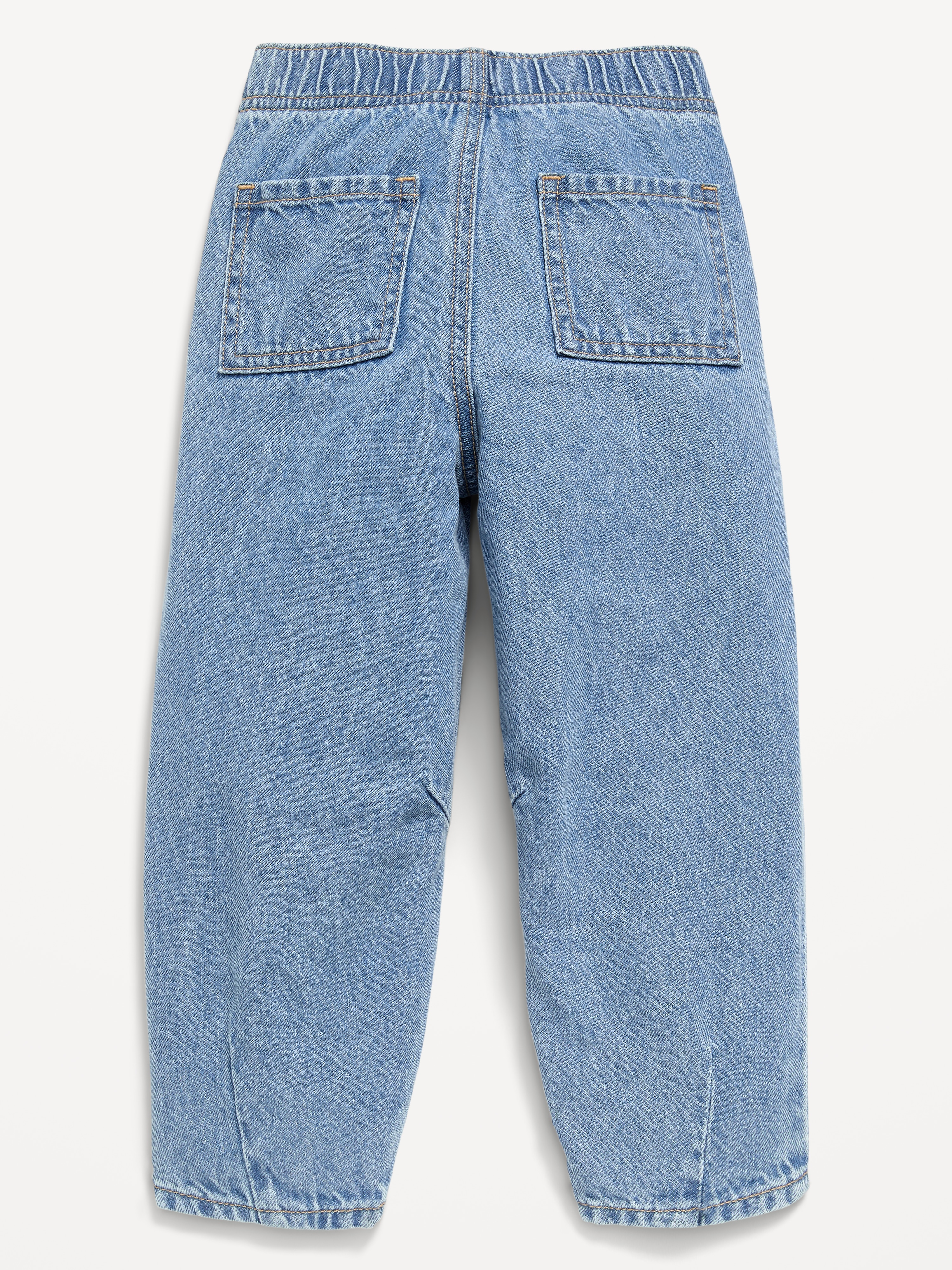 Pull-On Baggy Barrel-Leg Jeans for Toddler Girls - Medium Wash - 4